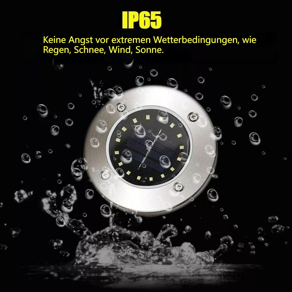 QUBEBU LED Solarleuchte Wasserdicht Led Solar Gartenleuchten, 20 LEDs Solarlampen für Außen, LED fest integriert, Solar Bodenleuchten für Außen Garten Rasen Auffahrt Gehweg Patio, Garten Solar Außenleuchte 20 LEDs wasserdicht Edelstahl + Kunststoff