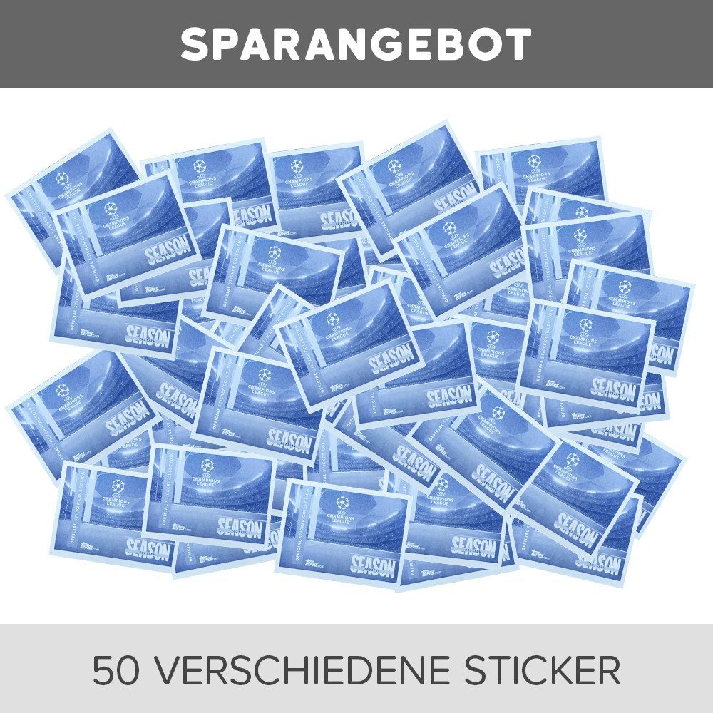 Topps Sammelkarte Champions League 23/24 - 50 verschiedene Sticker (zufällige Auswahl)