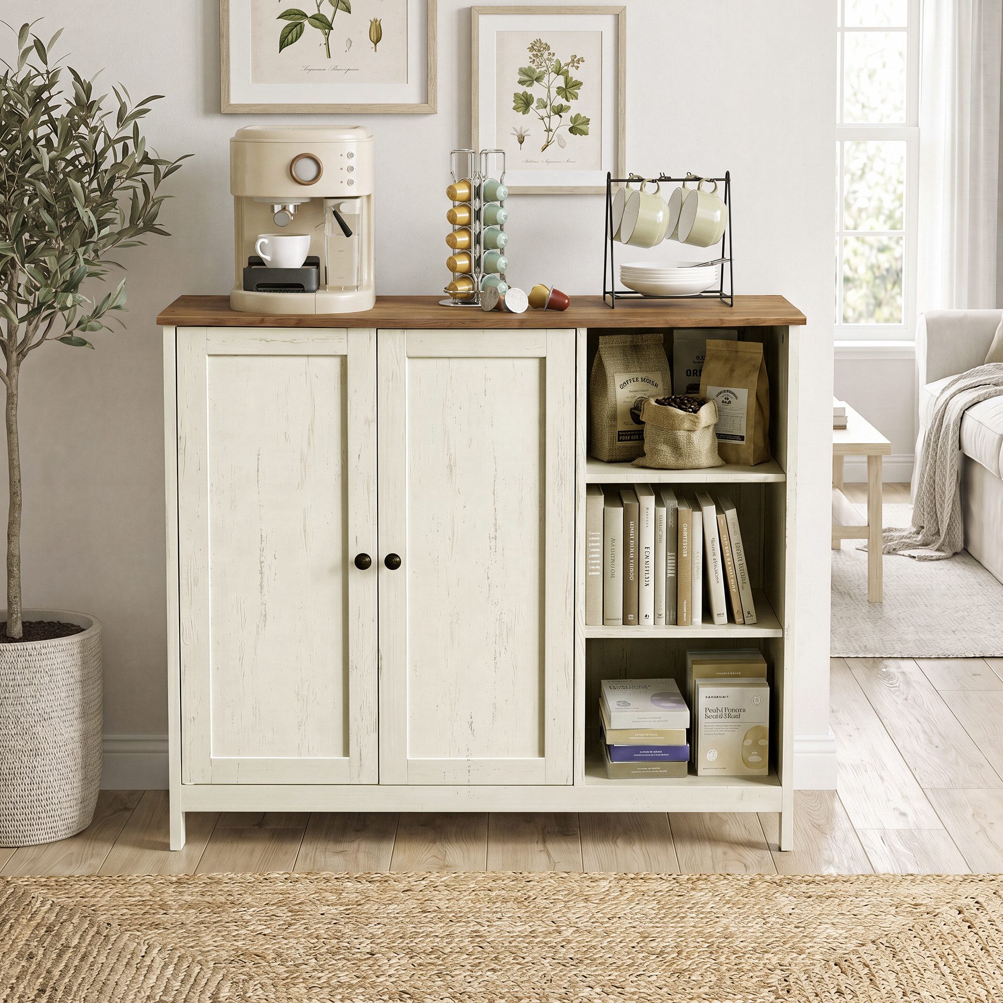 VASAGLE Waschbeckenunterschrank Badschrank 1 Stück Aufbewahrungsschrank mit 2 Türen und Offenen Fächern, 90 x 30 x 80 cm, für Badezimmer – Bild 2 von 5