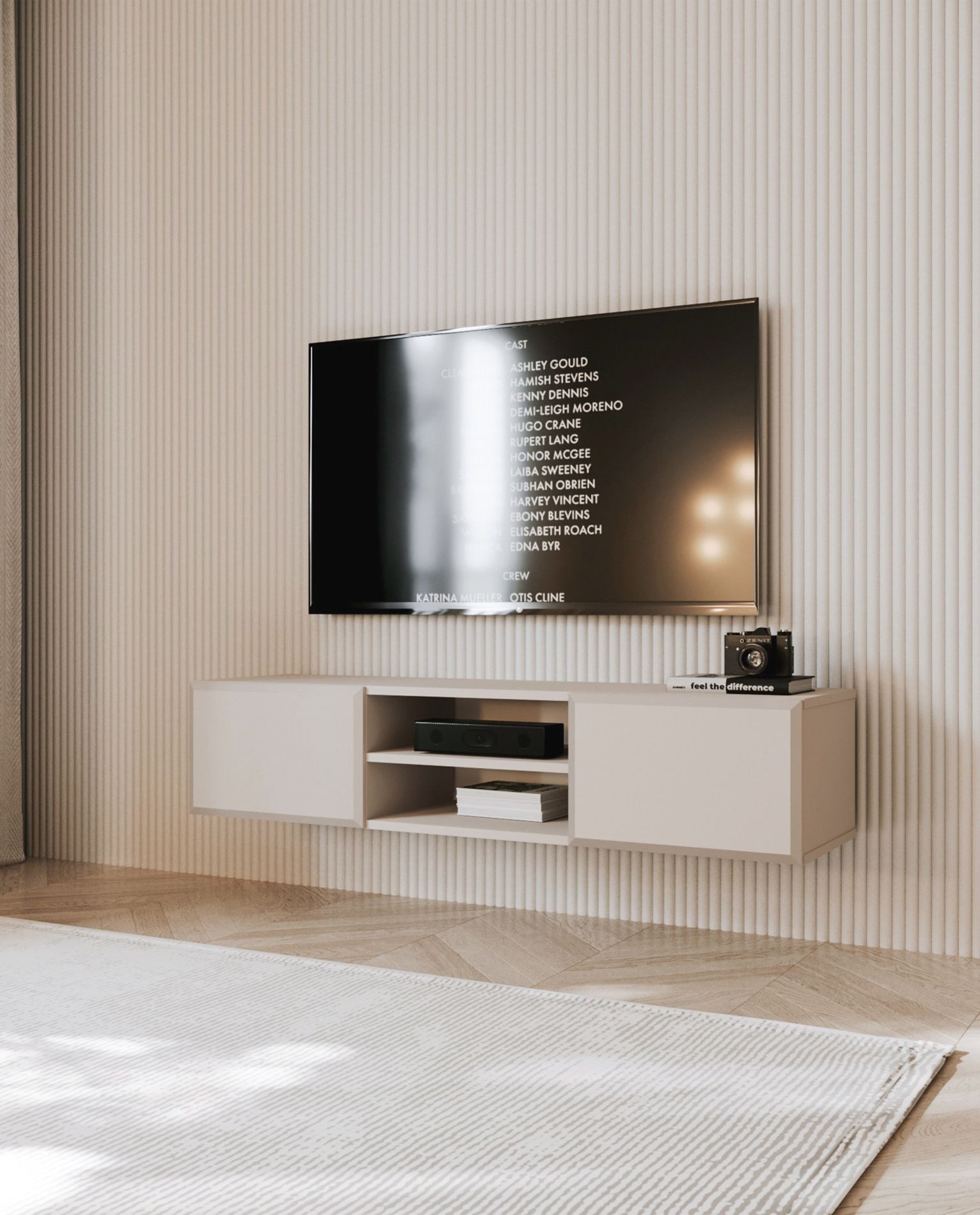 Selsey TV-Schrank CHOCOLATED hängend, 2-türig mit offenem Fach, 137 cm