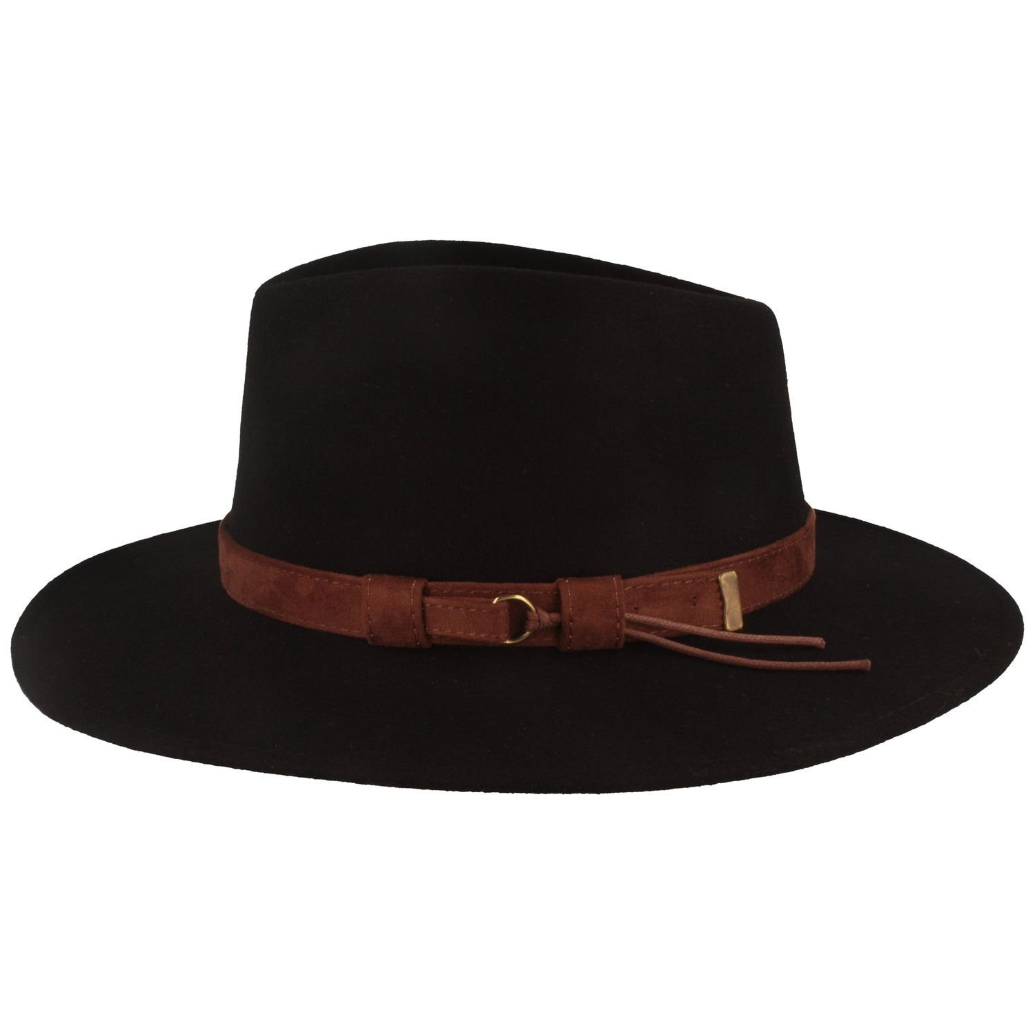 Breiter Filzhut rollbar aus Wollfilz mit Fransen günstig online kaufen