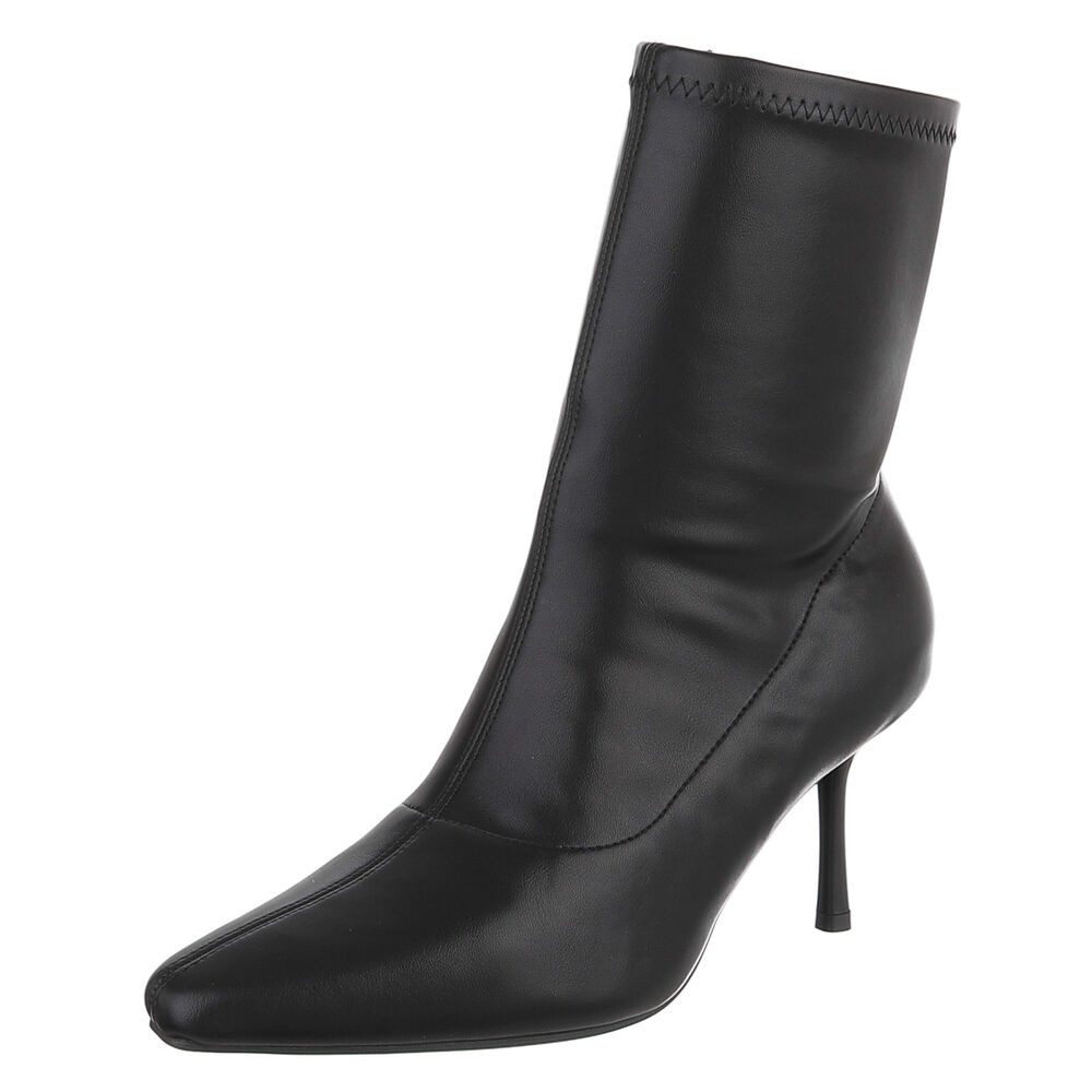 Ital-Design Damen Stiefelette mit Stilettoabsatz und hohem Schaft High-Heel-Stiefelette (92214135) Pfennig-/Stilettoabsatz Stiefeletten in Schwarz