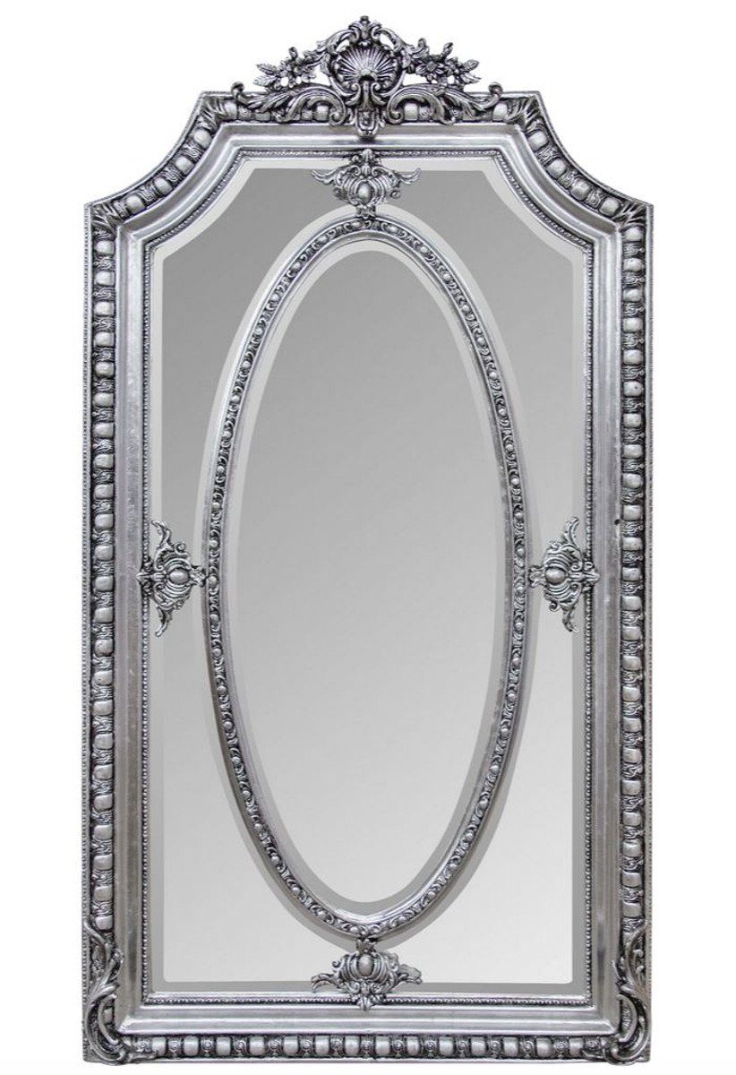 Casa Padrino Wandspiegel Antik Stil Spiegel / Wandspiegel Silber 118 x H. 207 cm - Barock Wohnzimmer Möbel