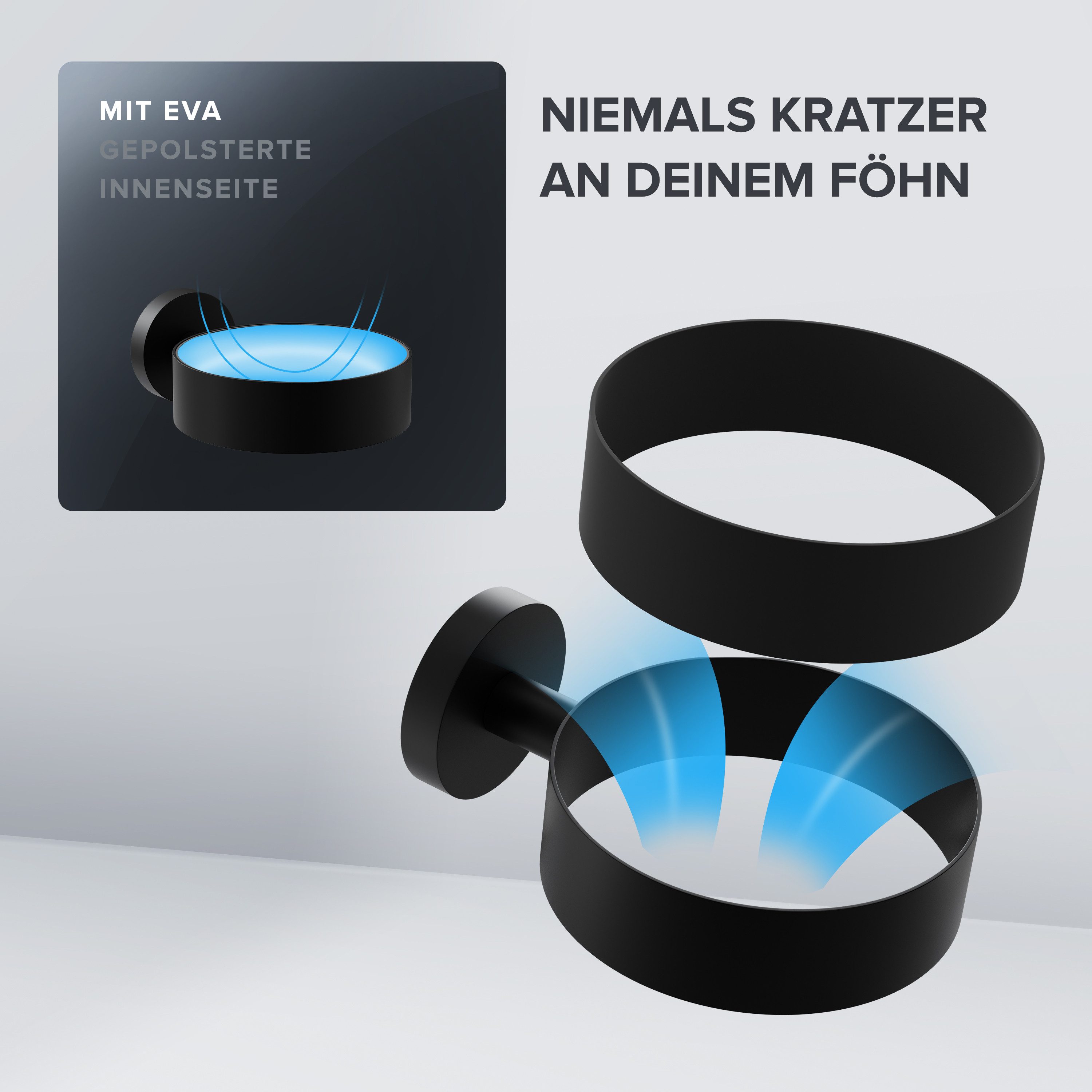 ovimar Haartrocknerhalter Kvitoya, (1-tlg., aus Edelstahl in Schwarz zur Zum Bohren)