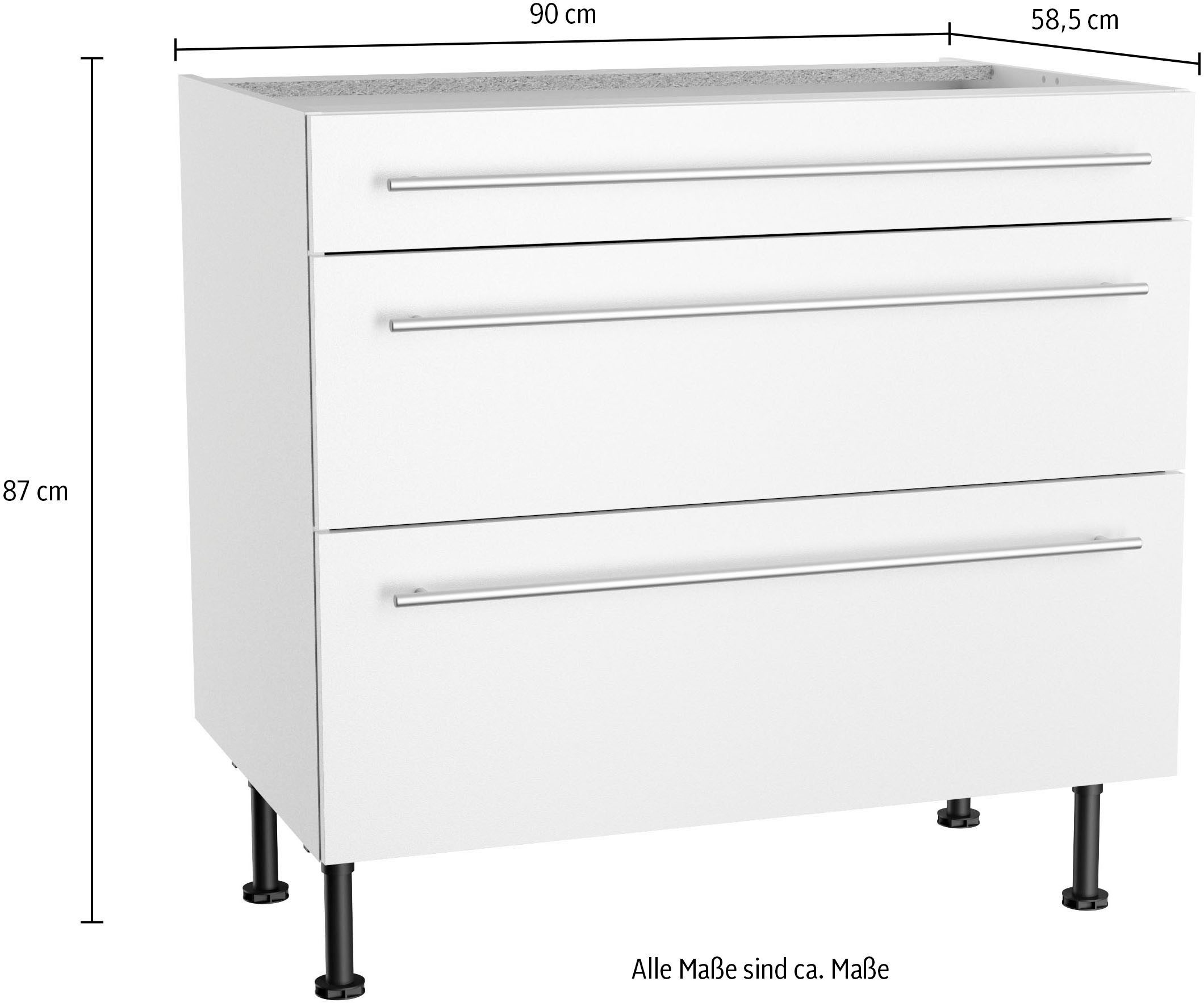 KOCHSTATION Unterschrank KS-Bern2 Breite 90 cm, 1 Schubkasten, 2 Auszüge – Bild 5 von 5