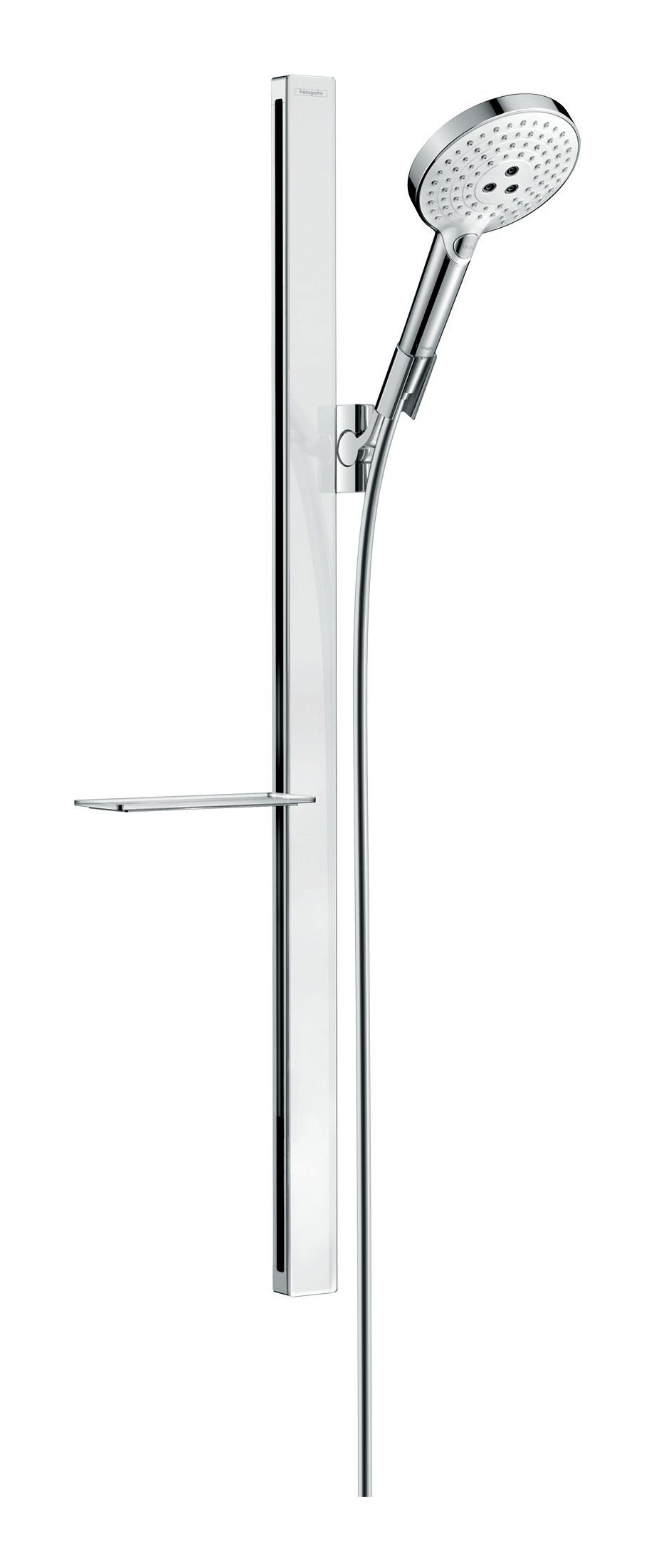 hansgrohe Stangenbrause-Set Raindance Select S 120, Höhe 94.5 cm, 3 Strahlart(en), 3jet Unica E mit Brausestange 900 mm und Seifenschale - Weiß / Chrom