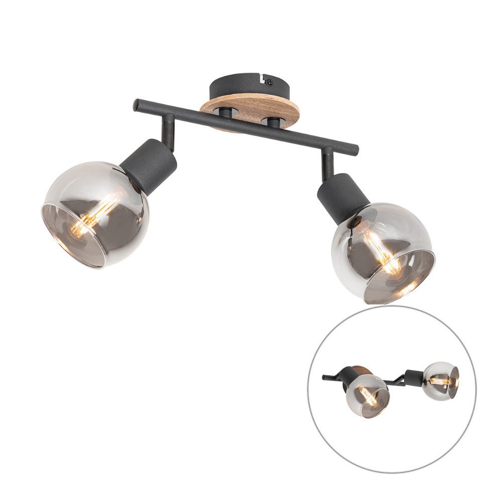 Qazqa LED Aufbaustrahler Vidro, ohne Leuchtmittel, E14, Grau, Modern, Glas, günstig online kaufen