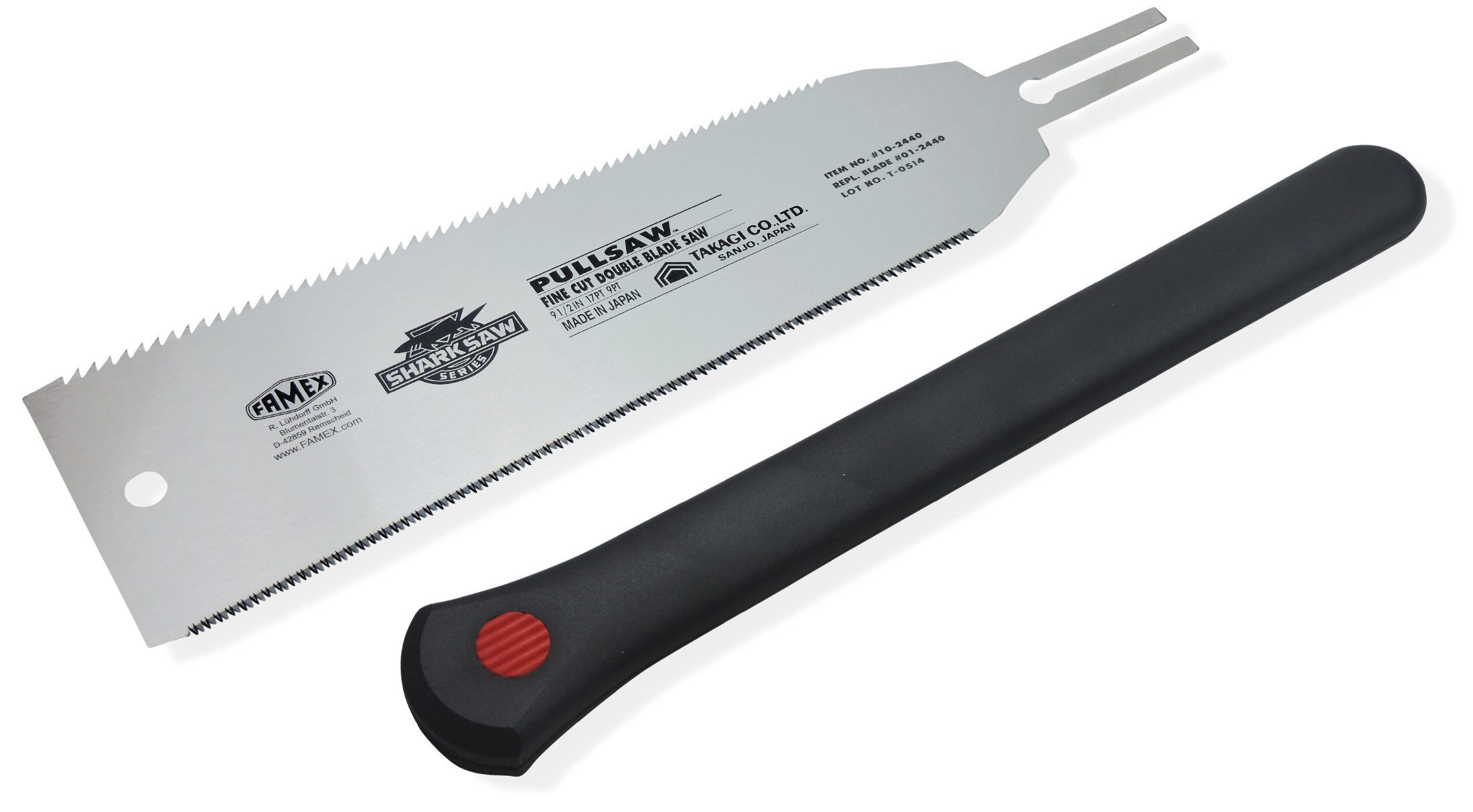 FAMEX Japansäge 5510 Zugsäge Ryoba 240mm (Handsäge, Feinsäge), Made in Japan, 9-17 TPI, Karbonstahl