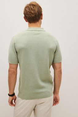 Next Poloshirt Strukturiertes Kurzarm-Hemd mit Strickkragen (1-tlg)