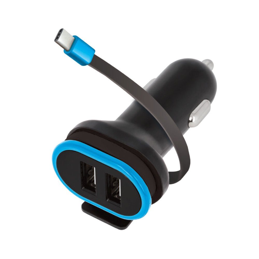 Forever KFZ Adapter 3-fach Ladegerät 2xUSB-Ports mit USB-Ladekabel