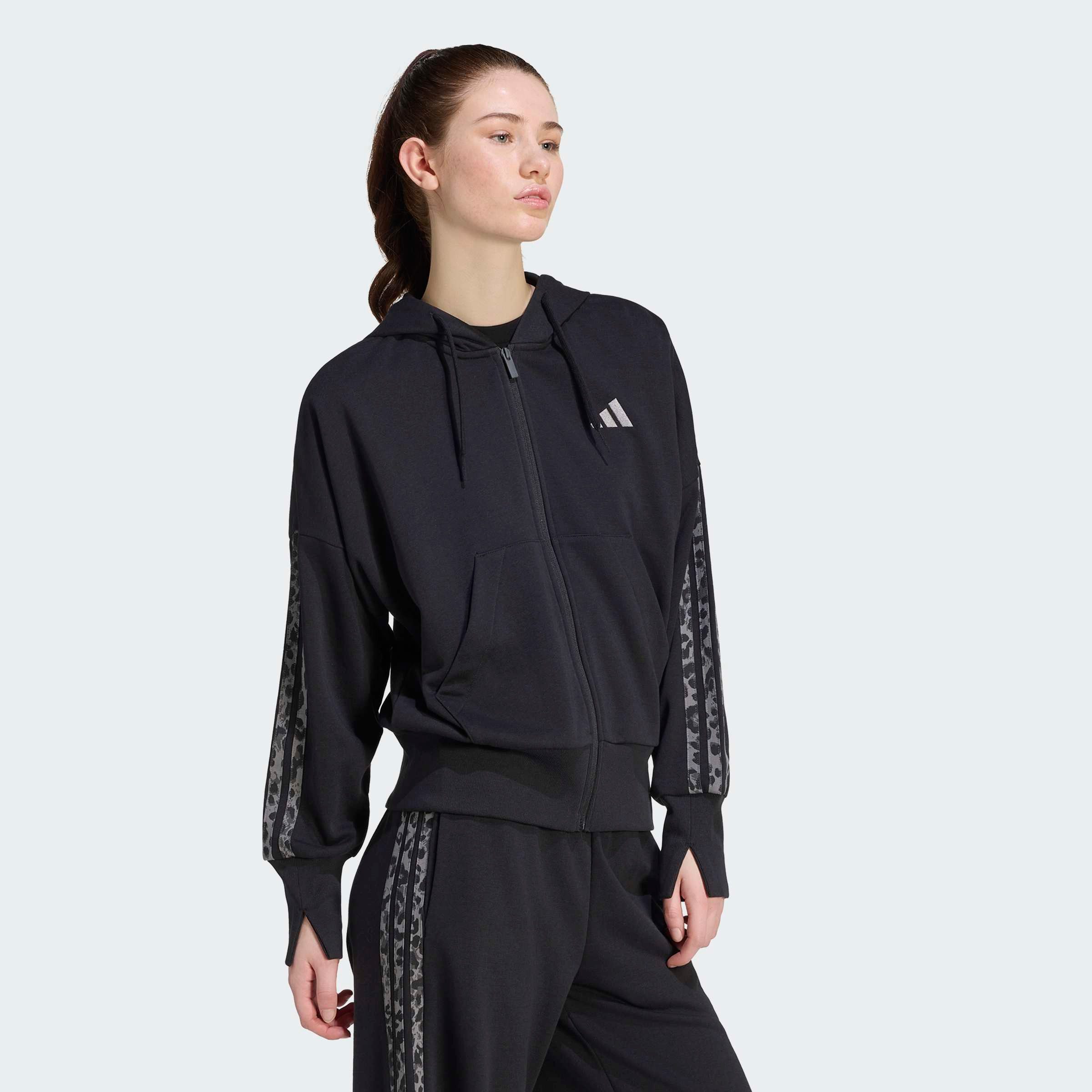 adidas Sportswear Kapuzensweatshirt SEASONAL ESSENTIALS 3-STREIFEN, ANIMALPRINT