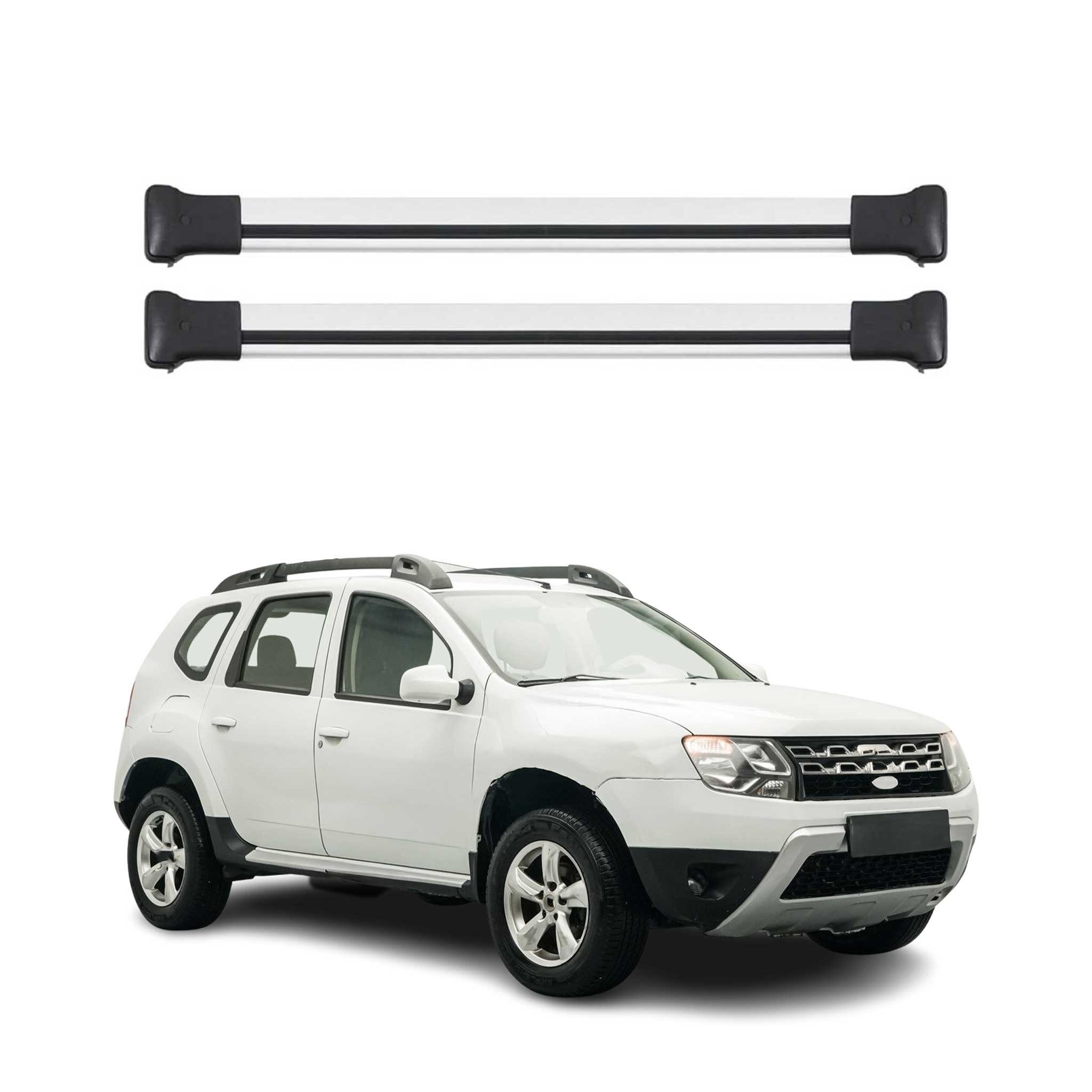 OMAC Dachträger Gepäckträger für Dacia Duster 2013-2018 Relingträger Aluminium Silber (2-St), Wasserbeständig,Abnehmbar,Multifunktional,Leichtgewichtig