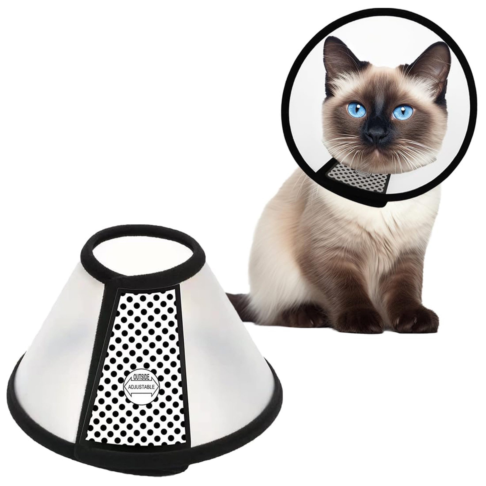 ibettertec Flohhalsband Geeignet für kleine bis mittelgroße Katzen Elisabethanischer Kragen, Klettverschluss Faltbar Anti-Lecken & Anti-Beißen Postoperativer