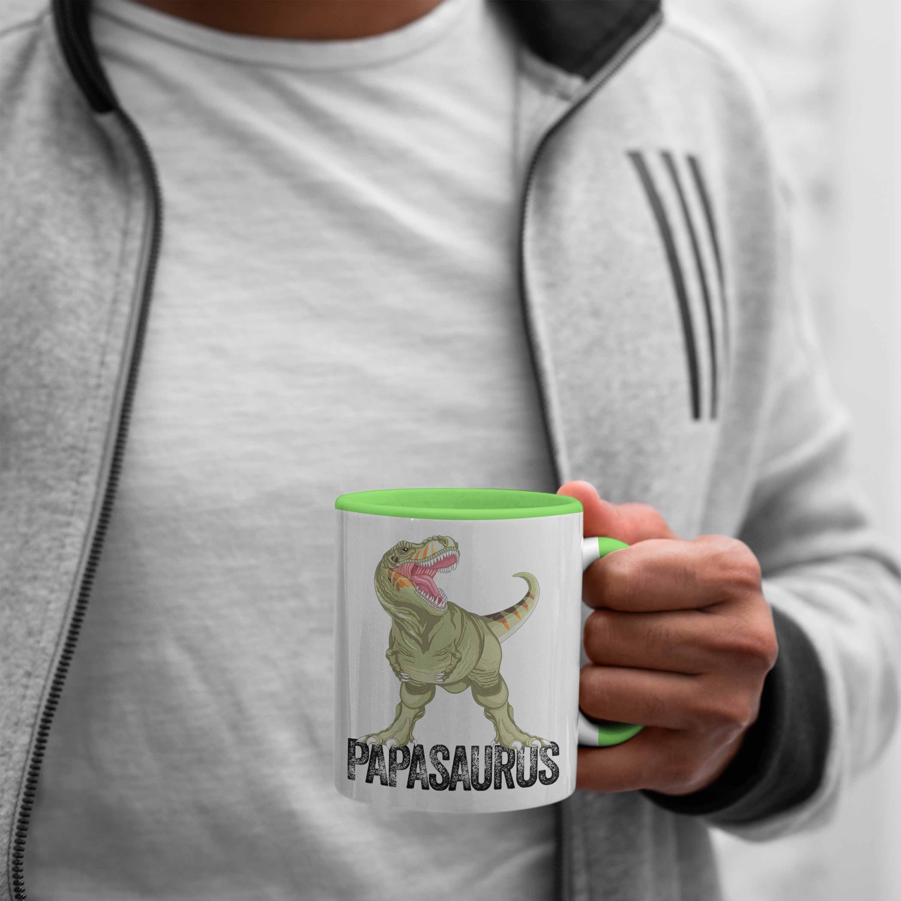 Papasaurus Vater Papa Di Geschenk Tasse Lustiges Vatertag Tasse für Grün Trendation Geschenk