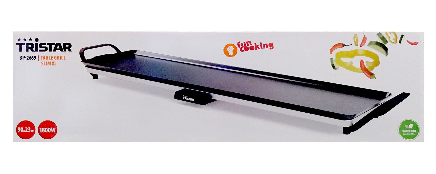 Tristar Tischgrill Tristar BP-2669 Tischgrill Slim XL Grillfläche 90x23 cm