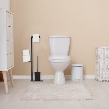relaxdays Badezimmer-Set WC Garnitur in Schwarz