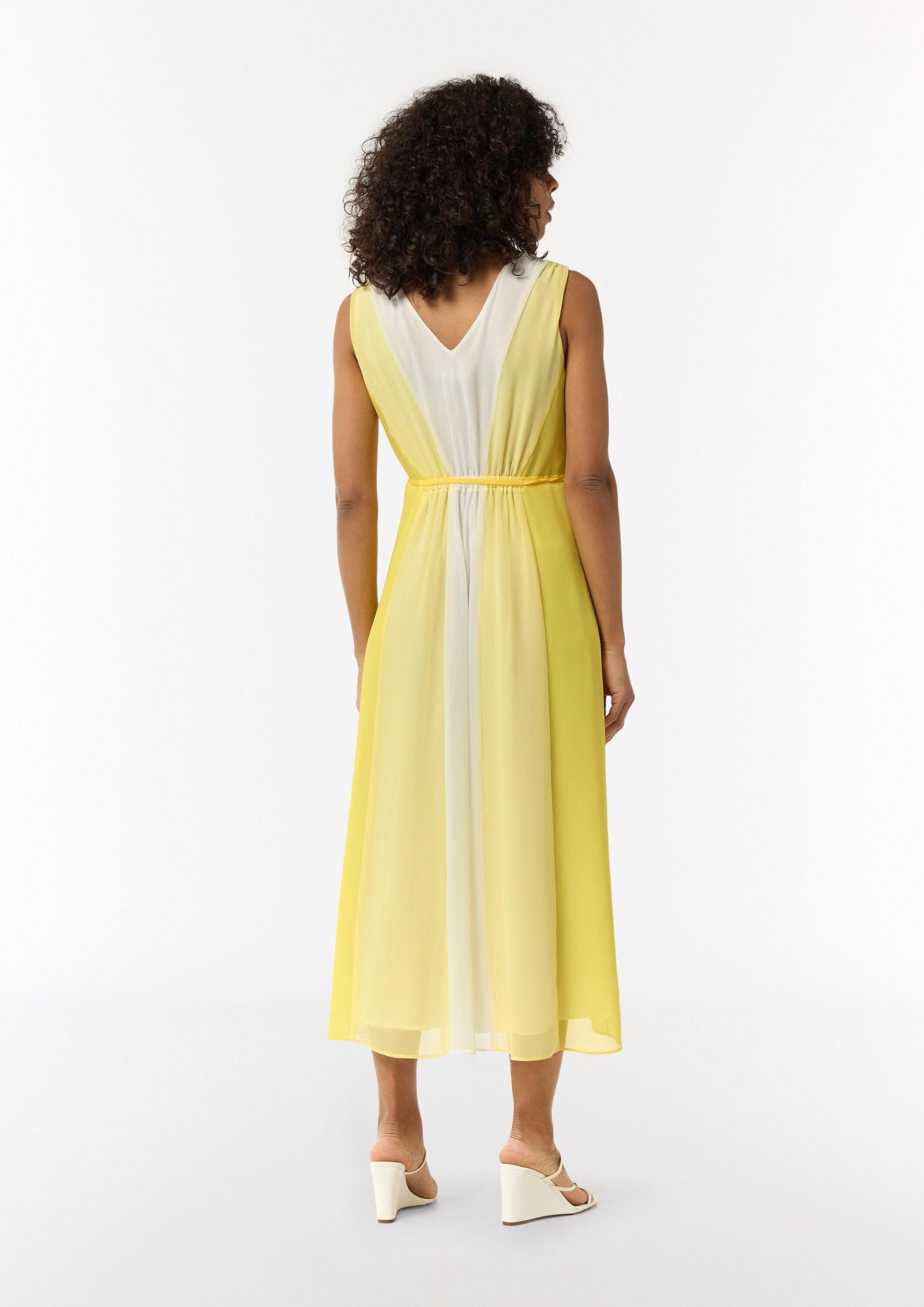 comma Midikleid Kleid Chiffon-Kleid mit elastischer Taille und Bindeband