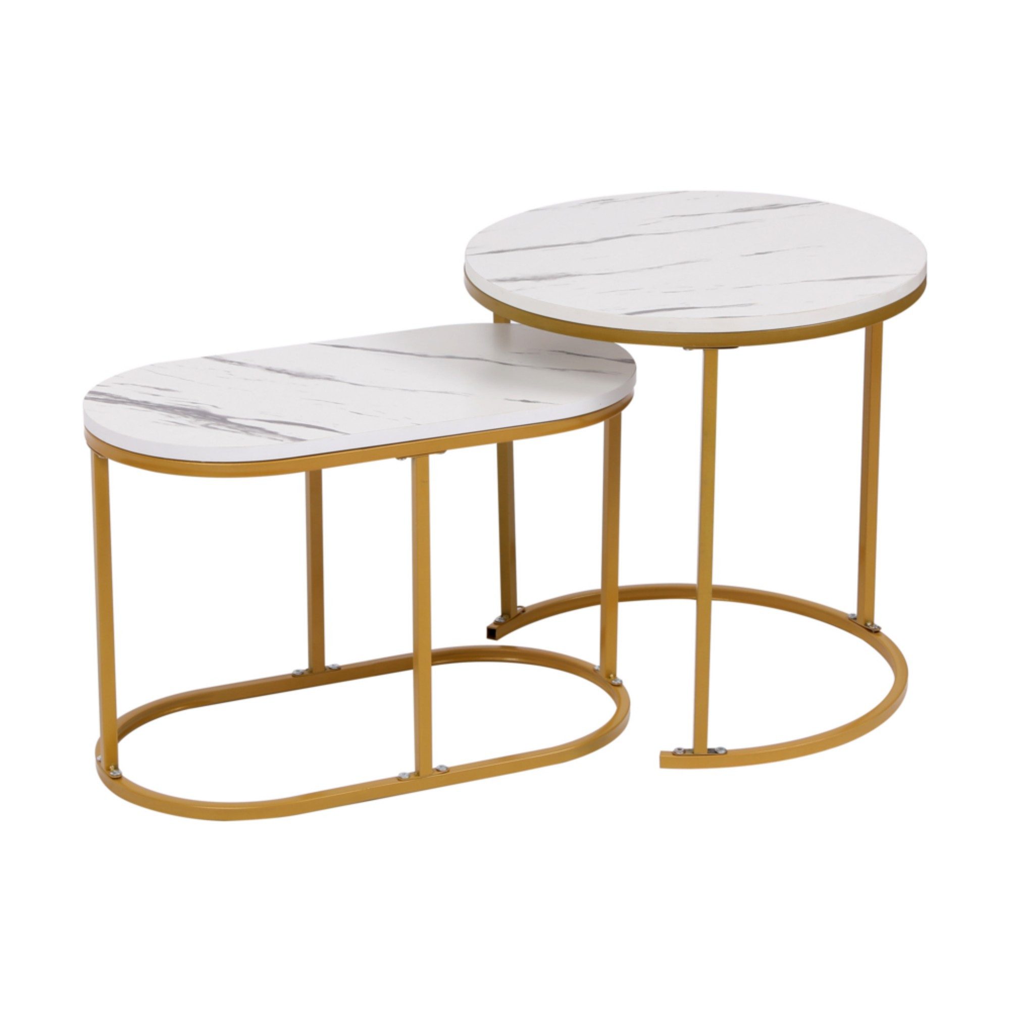 Happy Home Beistelltisch Satztisch Couchtisch Beistelltisch 2 tlg. Marmor W günstig online kaufen