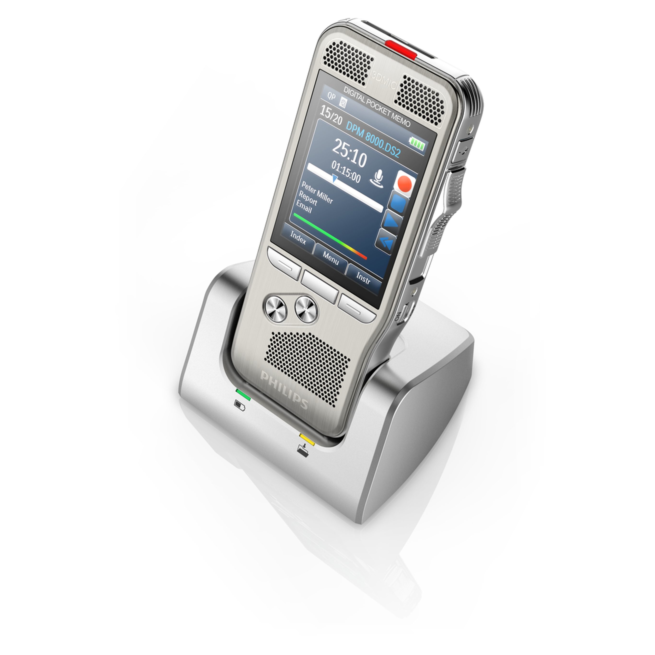 Philips DPM8100 Digitales Diktiergerät (PocketMemo Diktiergerät, Schiebeschalter, Integrator-Set)