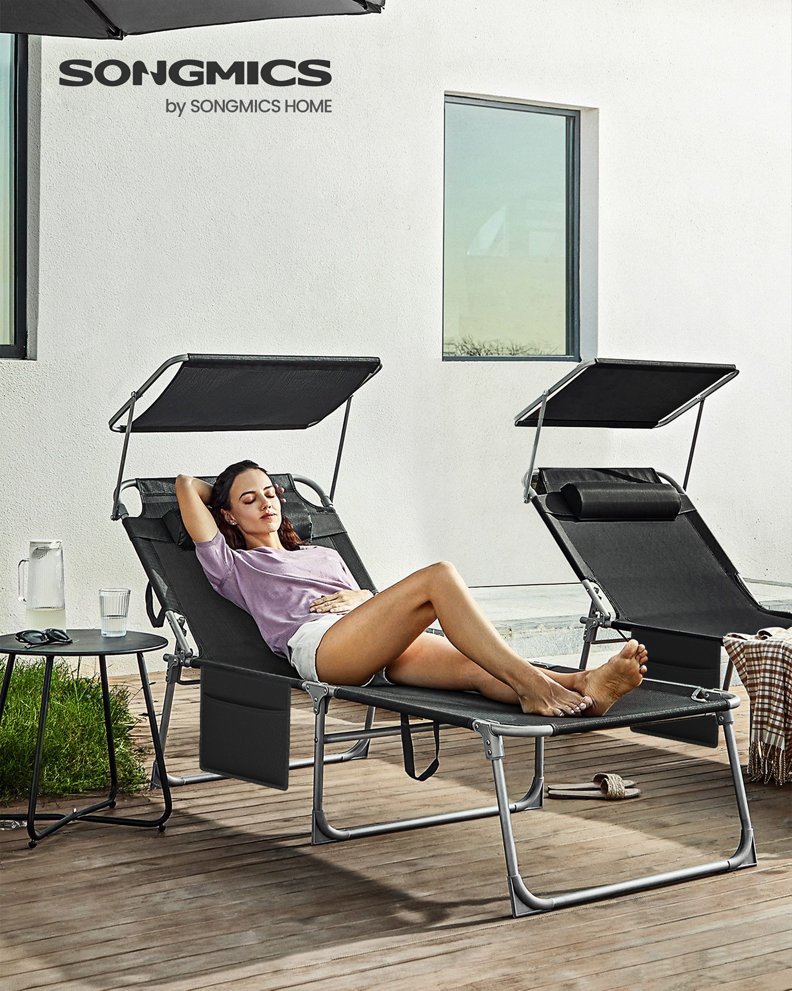 SONGMICS Gartenliege, 2 St., Große Sonnenliege,klappbarer günstig online kaufen