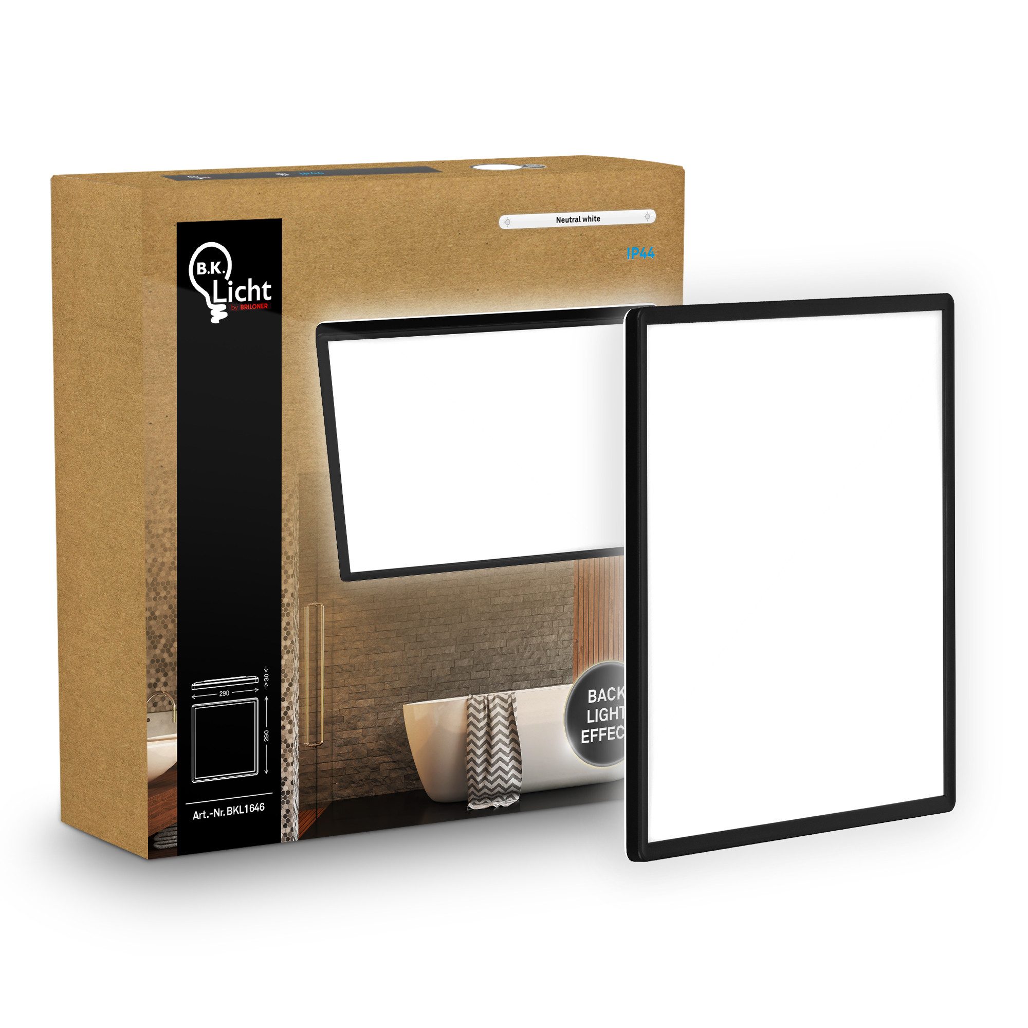B.K.Licht LED Deckenleuchte Panel Flach 30mm Backlight Effekt LED Deckenlampe Wohnzimmer, LED fest integriert, 4000K - Neutralweiß, versch. Größen & Farben, Badezimmer, Küche, Wohnzimmer, Kinderzimmer
