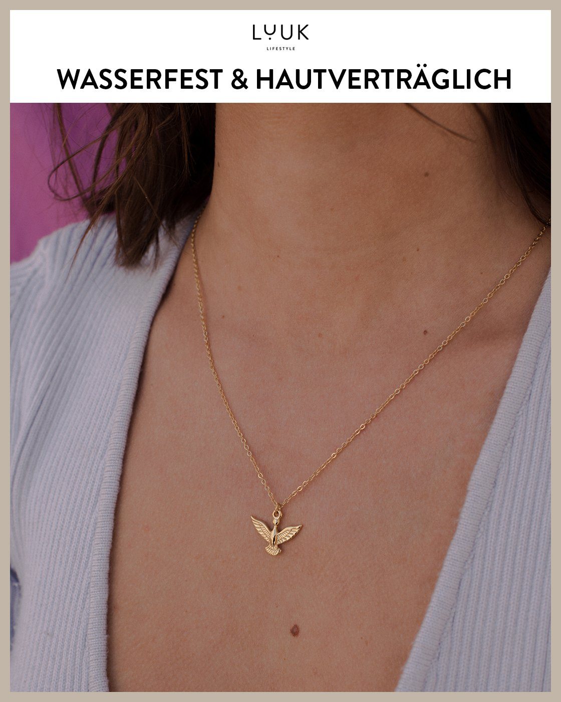 LUUK LIFESTYLE Kette mit Anhänger Adler, 50cm verstellbare Kettenlänge, Adler Phönix Anhänger – Bild 3 von 5