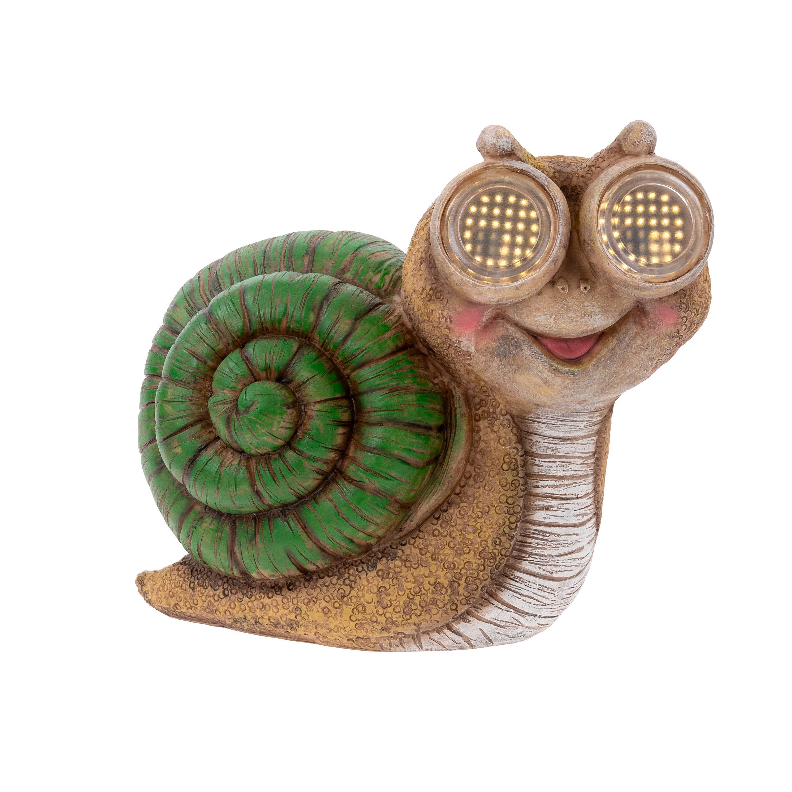 IC Gardenworld Gartenfigur Solar Tierfigur mit animierten LED-Kulleraugen / Rolling Eyes, Stein-Optik, Gartenfigur, 64 Lichtern, wetterfest, solarbetrieben