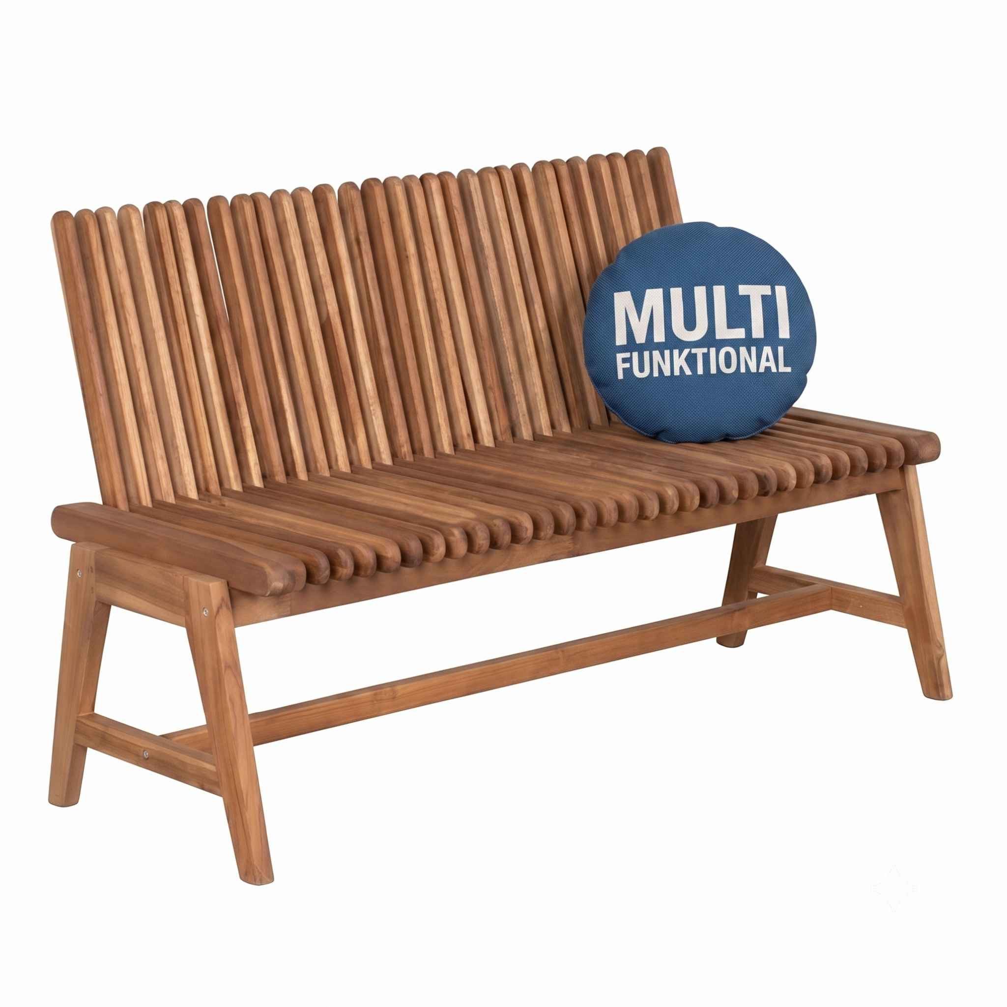 MR.DEKO Gartenbank Leeds Bank aus massivem Teakholz 130 cm mit flexibler Rückenlehne (2-Sitzer Bank, zerlegt geliefert, ideal für Terrasse, 1-St), Massive Sitzbank Garten und Balkon, 250 kg belastbar