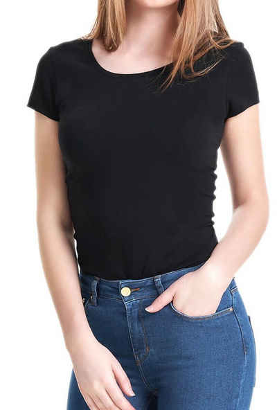 ONLY T-Shirt Damen Basic Shirt mit Rundhalsausschnitt