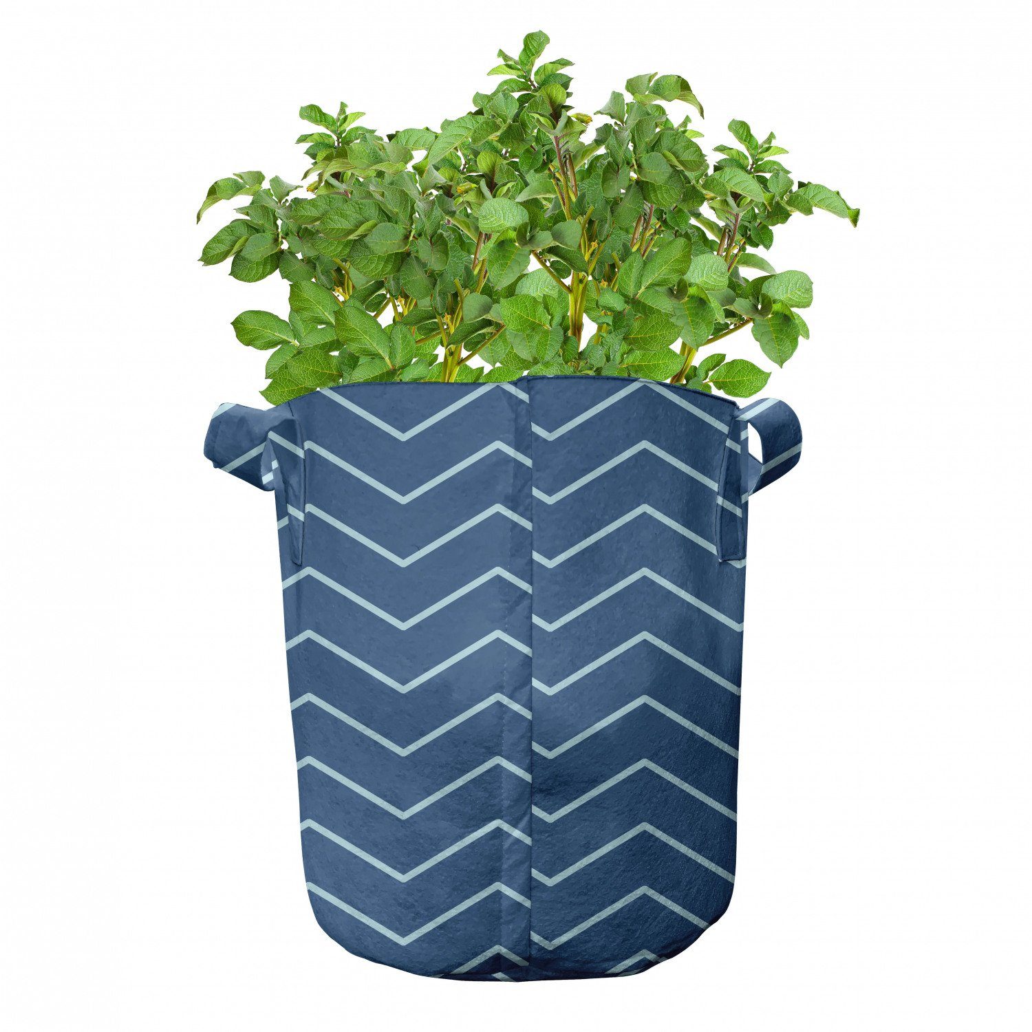 Pflanzen, hochleistungsfähig blau für mit Griffen Zigzags Stofftöpfe Pflanzkübel Chevron-Linien Navy Abakuhaus