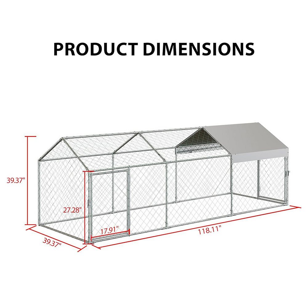 Thumbnail - GarveeMore Hühnerstall Neu Großer Hühnerstall 120x40x40In Metall Hühnerstall für 12-20 Hühner, Outdoor-Hühnerstall mit w...