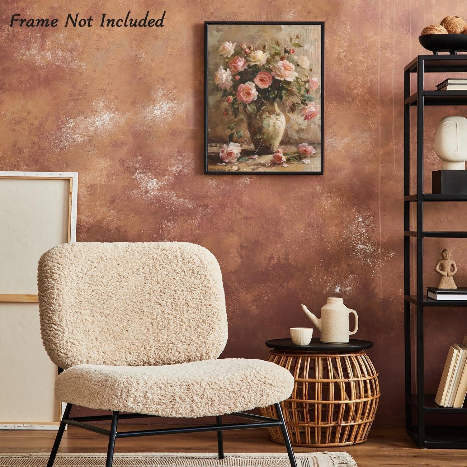 Dazzlewall Leinwandbild Vintage Blumen Leinwand Bild 30x40 cm für Badezimme günstig online kaufen