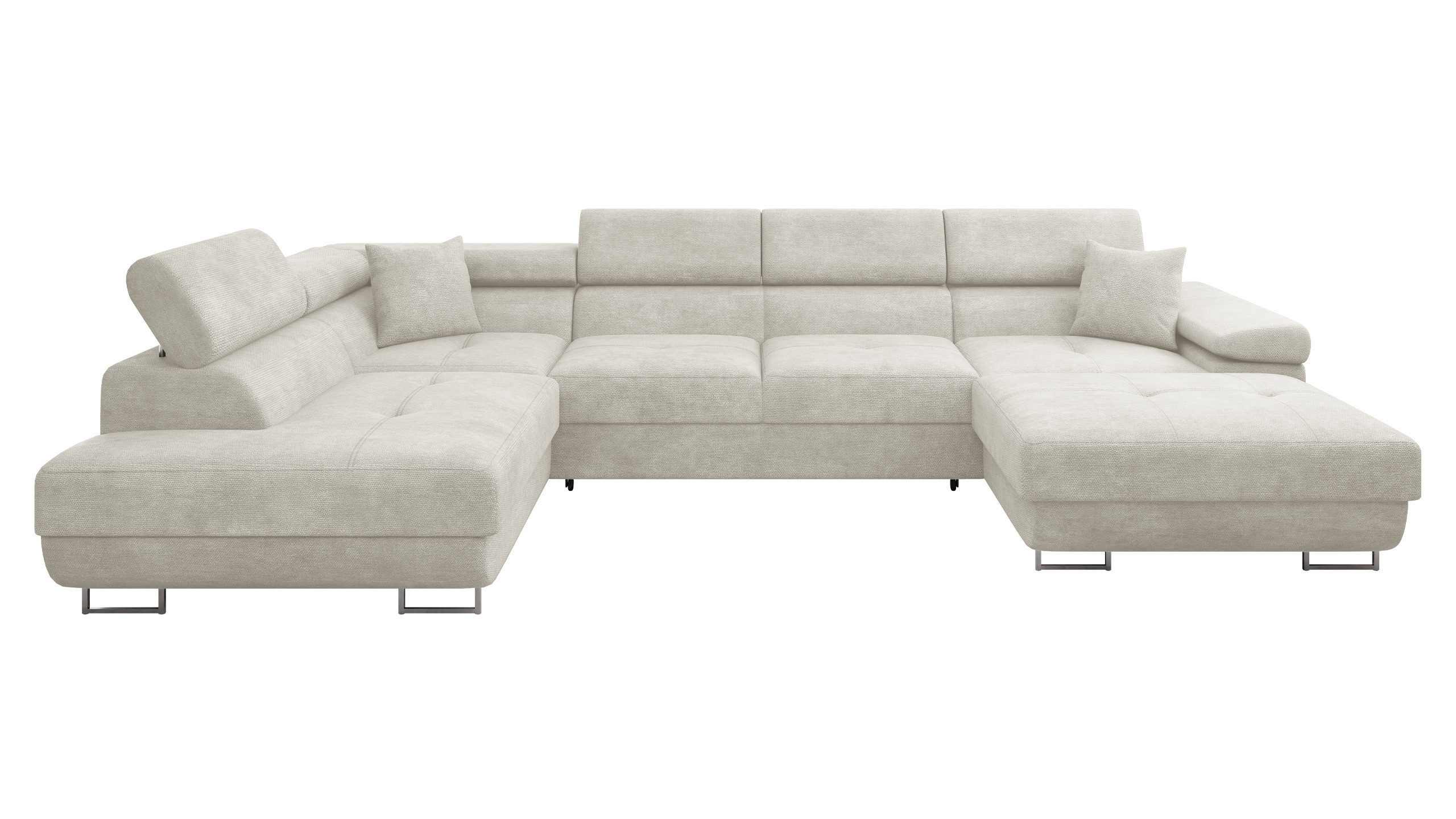 MIRJAN24 Wohnlandschaft Torezio Bis, mit Bettkasten und Schlaffunktion, Einstellbare Kopfstützen, 346x203x70-90 cm, U-Form