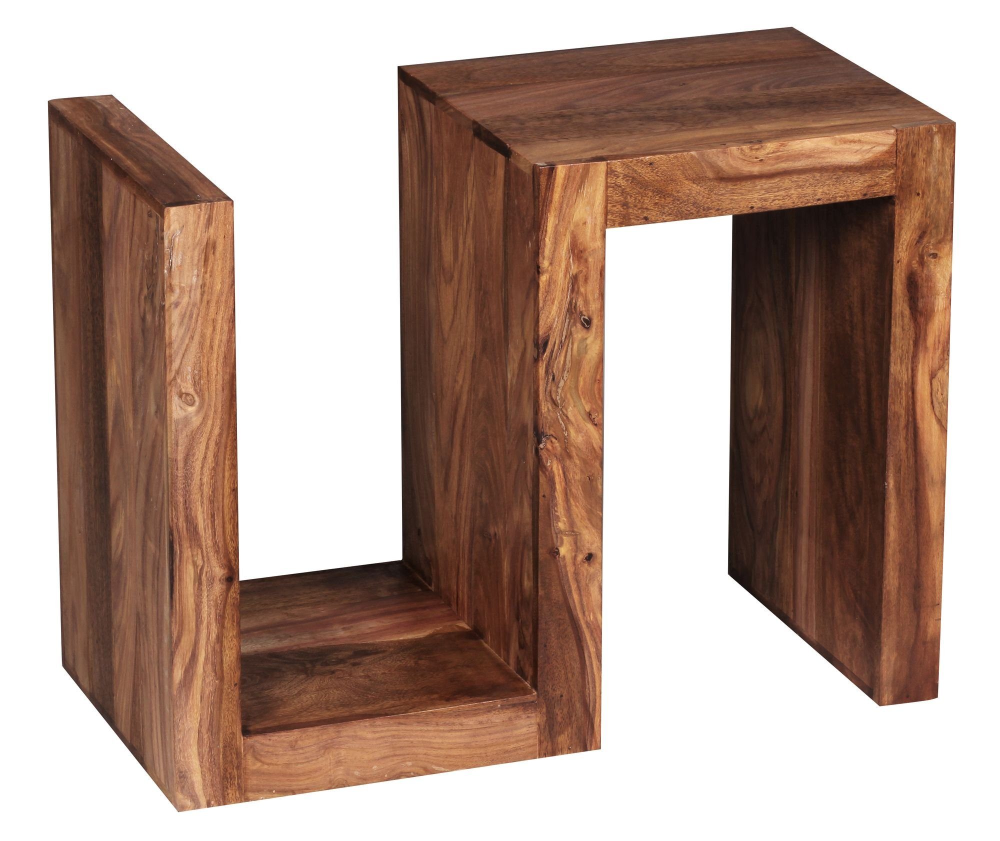 Holztisch KADIMA | Design Landhaus-Stil Cube Braun | Braun DESIGN Beistelltisch Braun NAKO: "S" Handgefertigtes