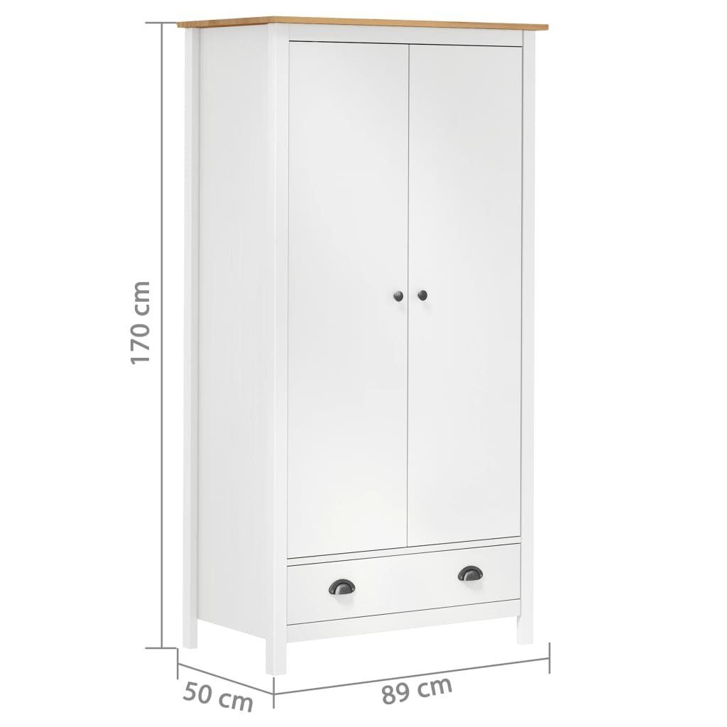 braun Kiefernholz Kleiderschrank Türen Hill 89x50x170 Kleiderschrank 2 mit vidaXL und Weiß Weiß (1-St) cm