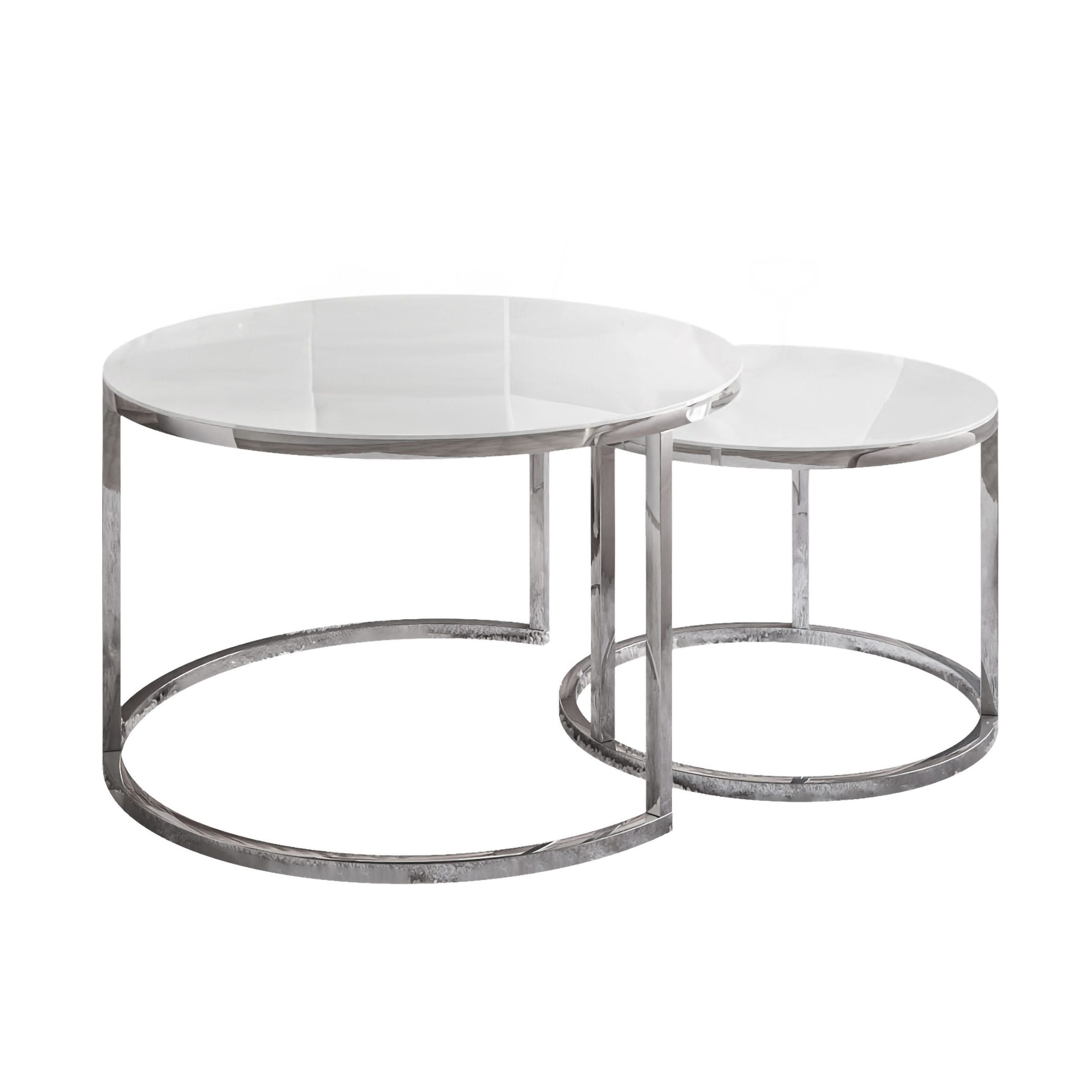 Lookway Couchtisch CIRI 2in1 GLASS mit Chromgestell (2er Set), Durchmesser: günstig online kaufen