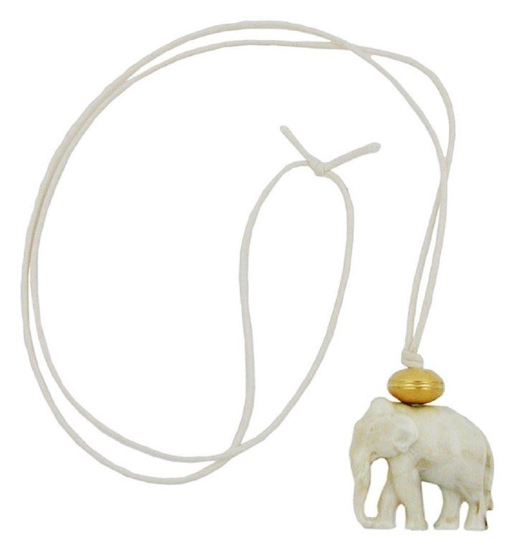 unbespielt Collier Modeschmuck Kette Modeschmuck 90 Damen cm, Elefant Weiß-Gold-Marmoriert für