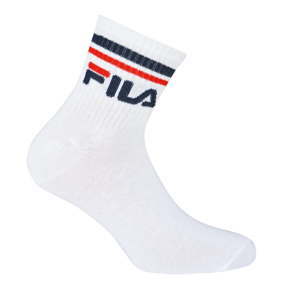 Unisex Kurzsocken, - Paar Fila Quarter Sport 3 Sportsocken Socken, Weiß