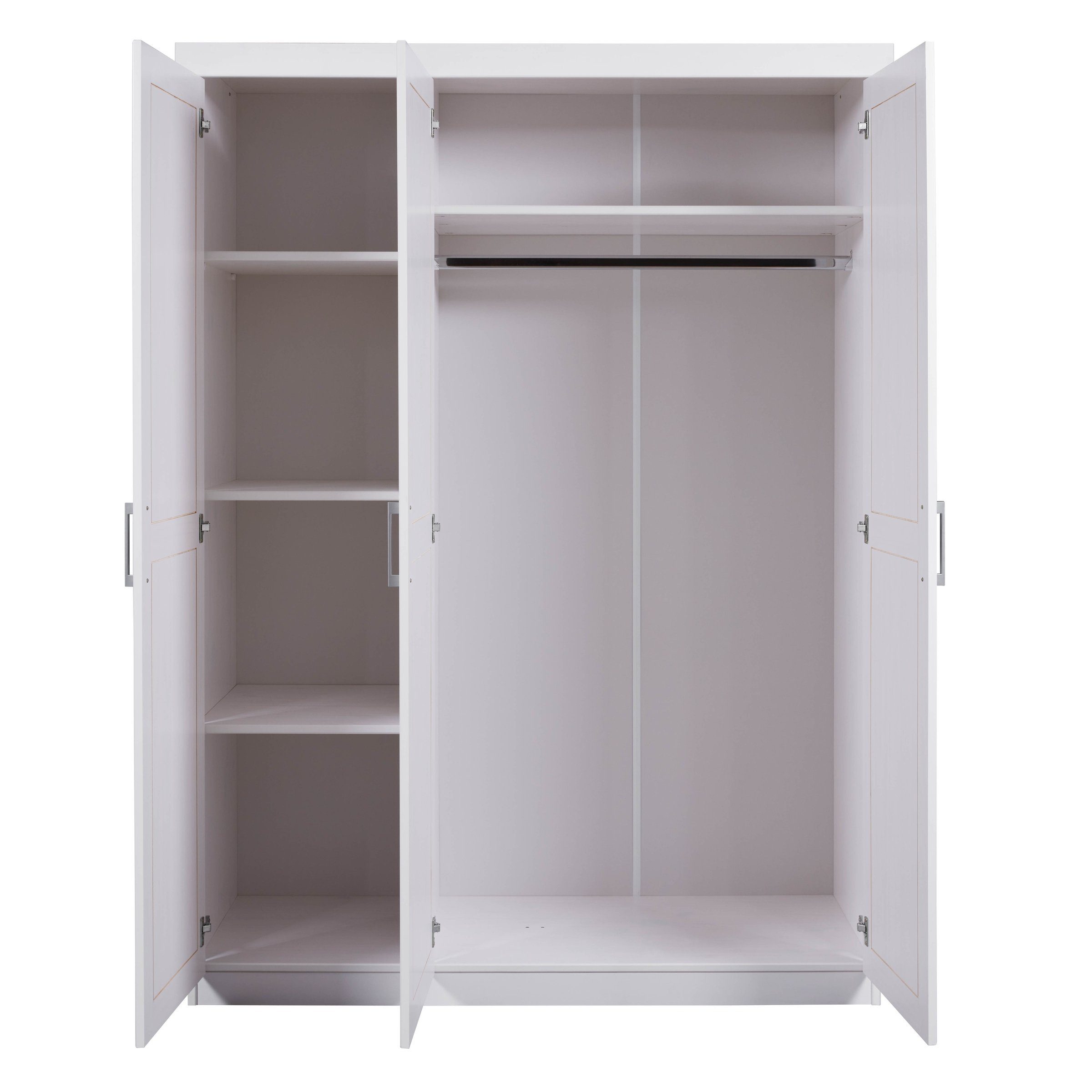 Einlegeböden 55 Kleiderschrank Weiss aus möbelando 5 x mit 140 und Magnus in 3 Massivholz x cm) Türen 190 (BxHxT