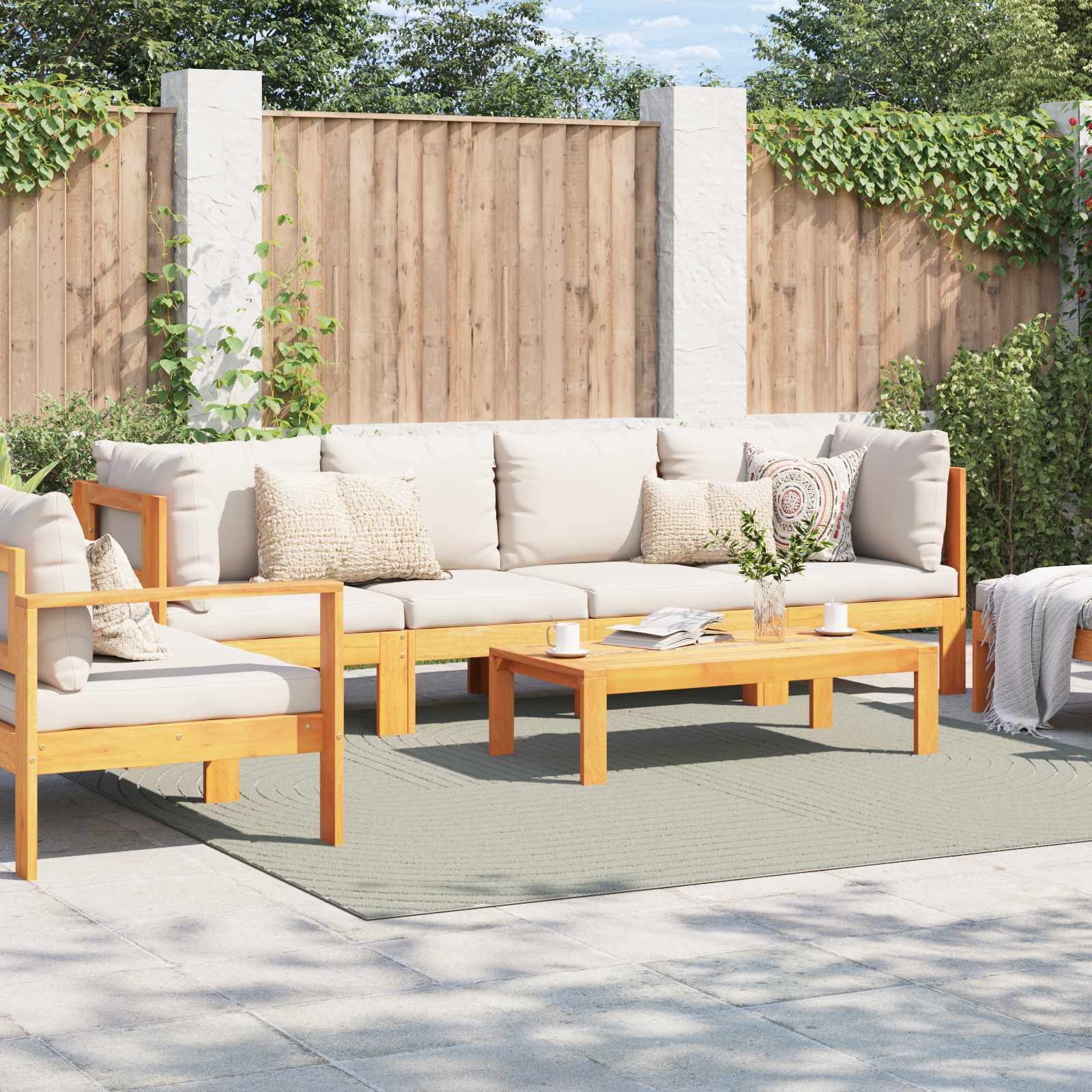 vidaXL Teppich Bereichsteppiche PALMERAS Grün 240 x 240 cm Polyester, Quadratisch