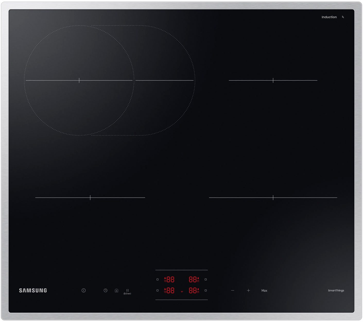 Samsung Induktions-Kochfeld NZ6000K NZ64B4015HK/U1, Höhe des Kochfelds beträgt nur 44mm & Ideal für ovale Pfannen & Töpfe