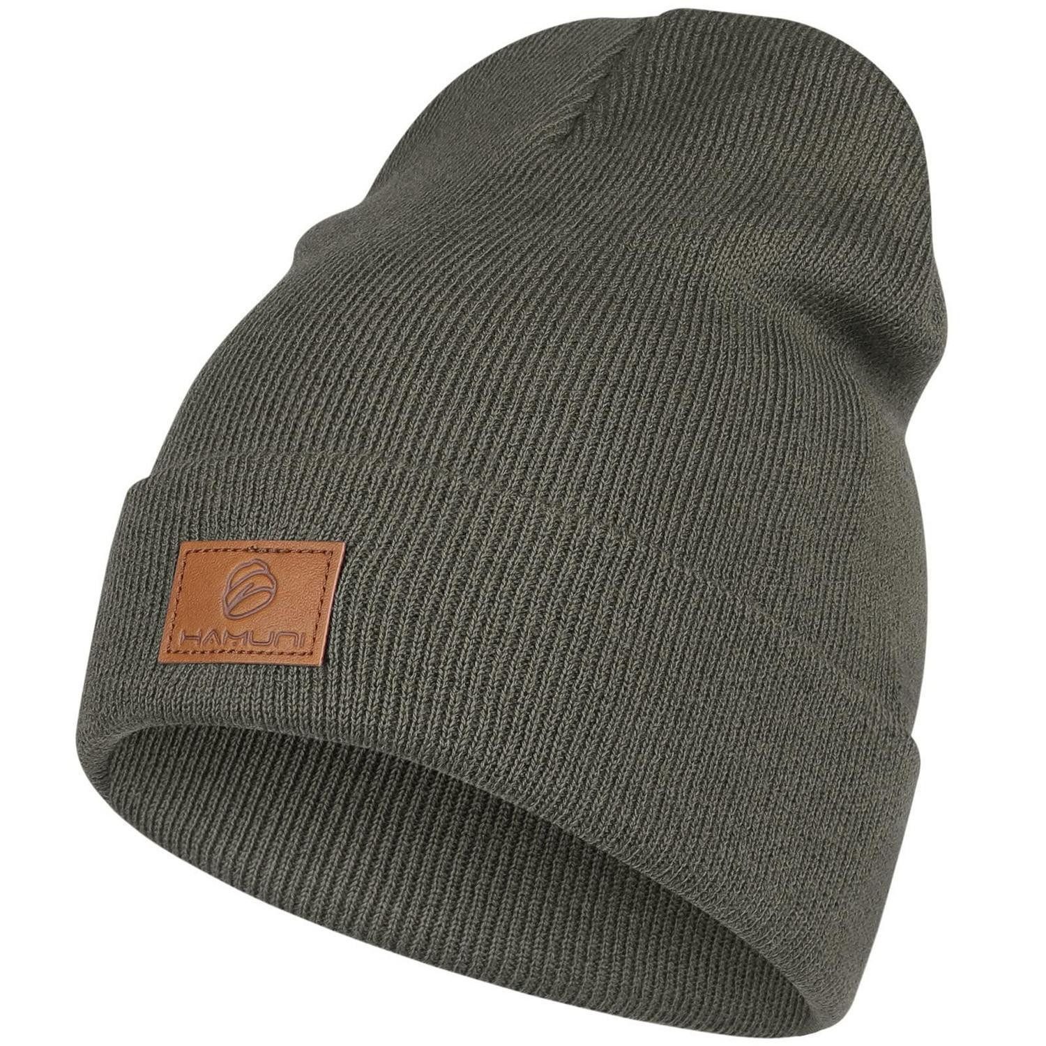 Beanie Beanie Herren Damen Strickmütze Acryl Bündchen Einheitsgröße Algengrün