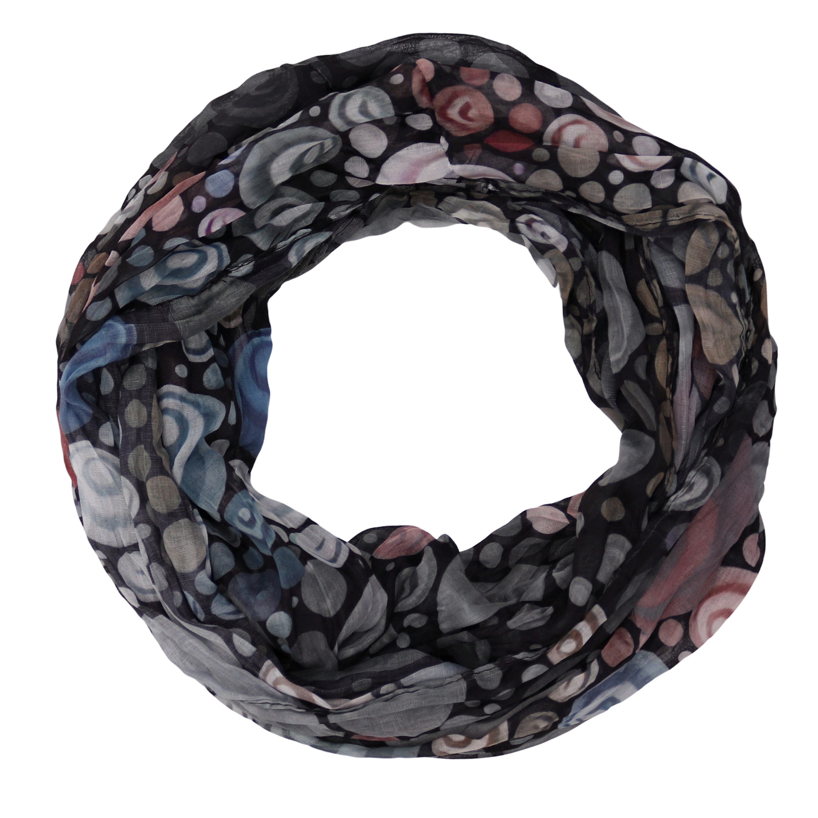 MIRROSI Loop Damen Schal mit Kreis-Muster Weich, Schlauchschal, (zweimal um den Hals wickelbar, ca.45x75cm), Damen Halstuch ideal für Frühling, Sommer oder Herbst