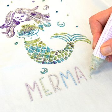 Viva Decor Kreativset Kreativ-Set Mermaid Magic, Textilfarbe und Schablo