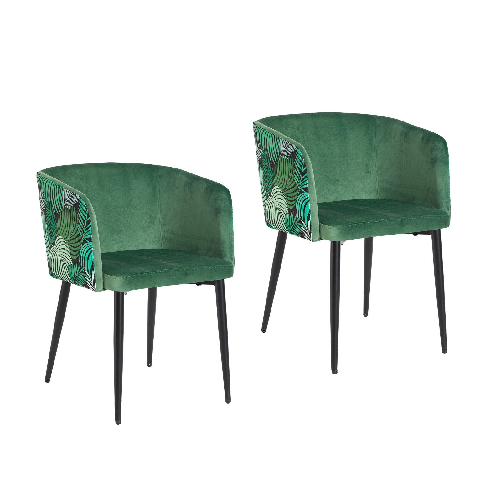 HTI-Living Polsterstuhl Esszimmerstuhl Destin Leaf Grün 2er-Set (Set, 2 St), Polsterstuhl Samt Muster