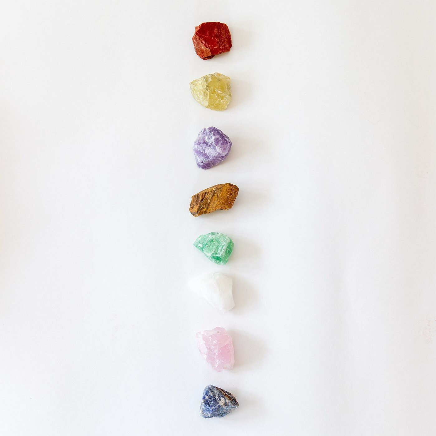 DIVASYA Mineralstein Chakra Steine im Set: Echte Chakra Rohsteine, (Rohstein / naturbelassen), Jasper, Tiger Eye, Citrine, Quartz, Sodalite, Amethyst, Quartz