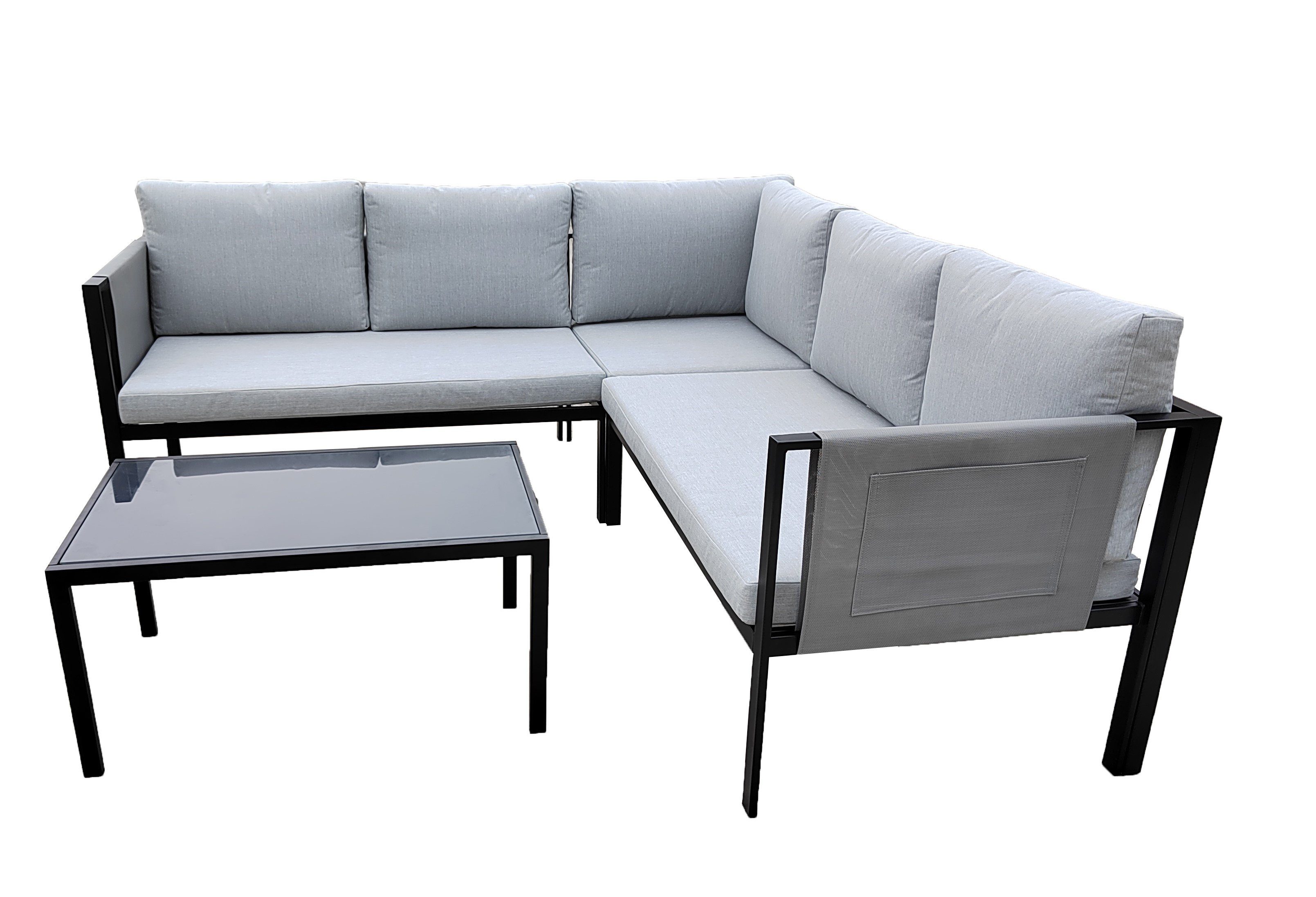 ONDIS24 Gartenlounge-Set Ecksitzgarnitur Gartenmöbel-Set anthrazit-grau, (4-tlg), für 4 Personen