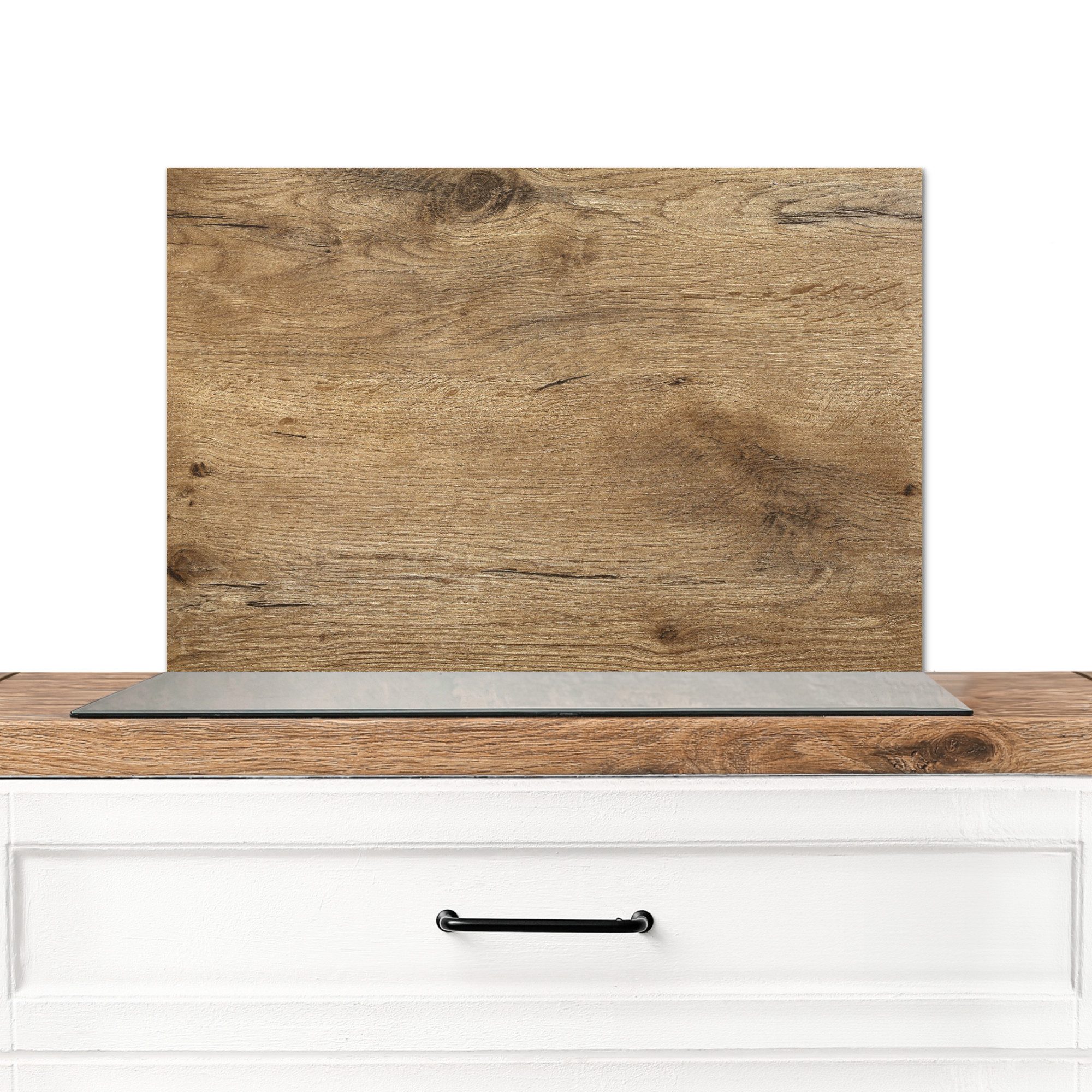 KitchenYeah Küchenrückwand Holz – Braun – Holzoptik/print, (1-tlg), Spritzschutz