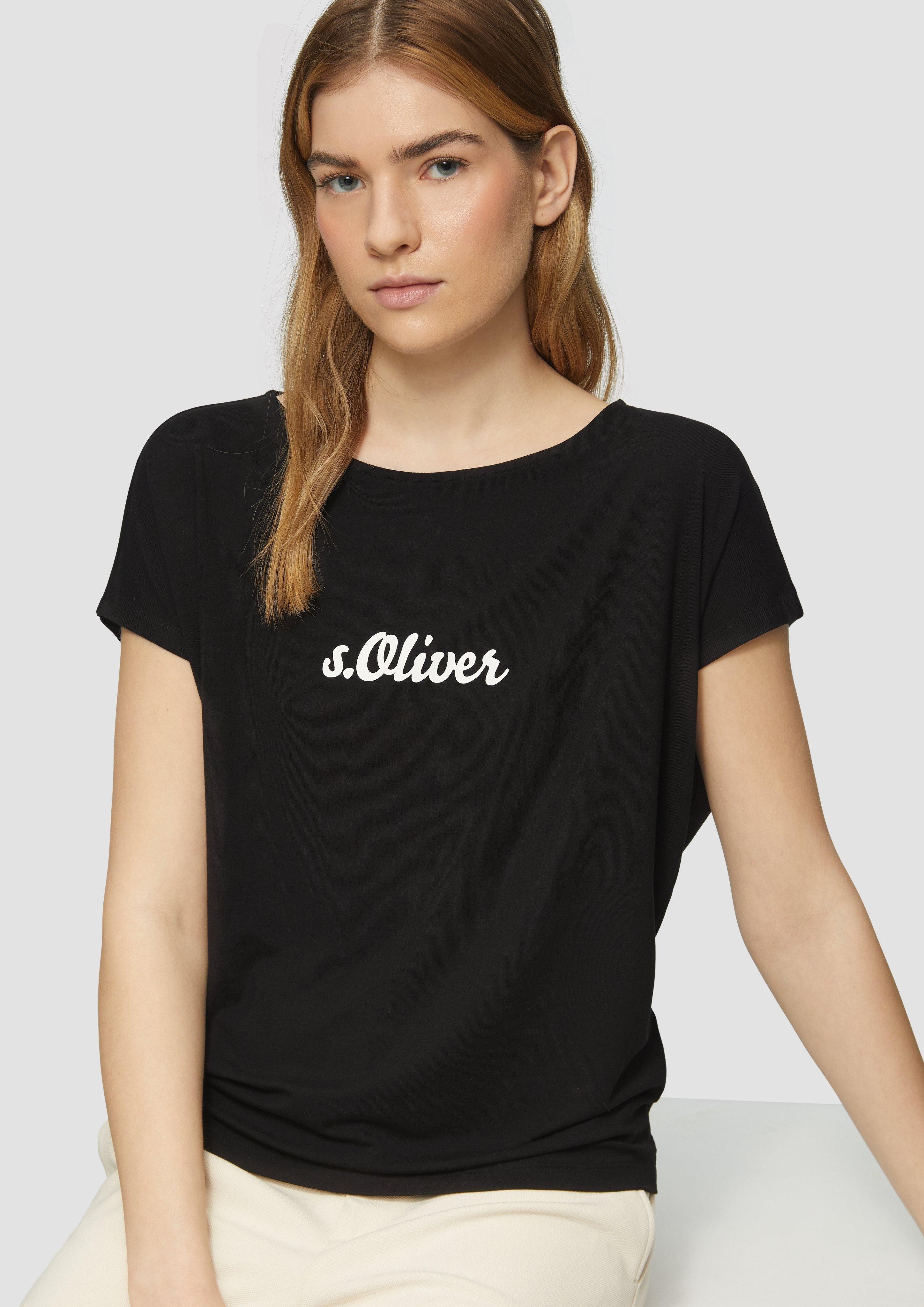 s.Oliver Kurzarmshirt Fließendes Jersey-Shirt mit Artwork günstig online kaufen