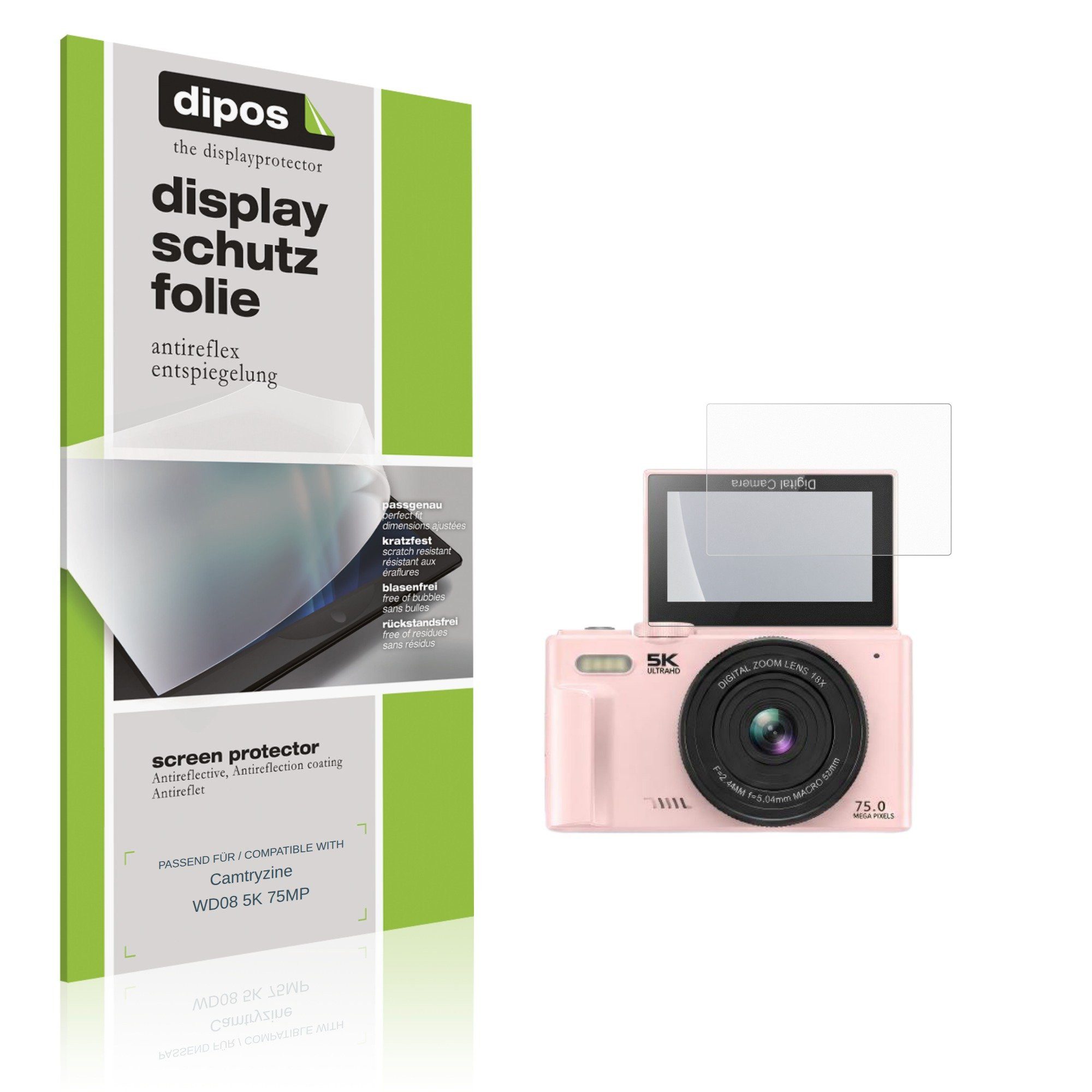 dipos Displayschutzfolie Schutzfolie für Camtryzine WD08 5K 75MP, 4 Stück, Displayschutz Schutz Folie Made in Germany